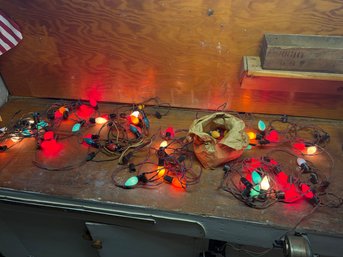 Vintage C9 Christmas Lights Multi-Color 6 Strands Extra Bulbs Tested Working