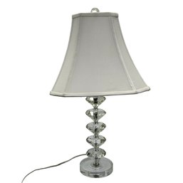 Diamond Style Lamp With Ivory Shade And Chrome Accents