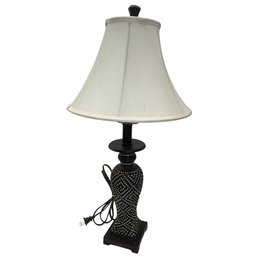 Brown And Silver Hob Nob Style Lamp With Ivory Shade