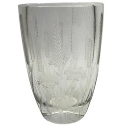 Engraved Crystal Vase Signed By Kjellander