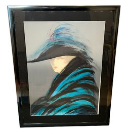 Lady In Blue Cape Signed Lithograph By Artist Victoria Montesinos Limited Edition 120/300