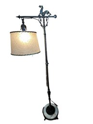 Equestrian Footed Brass And Marble Antique Floor Lamp