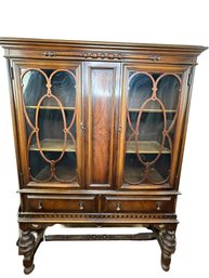 Jacobean Styled Double Glass Door China Cabinet