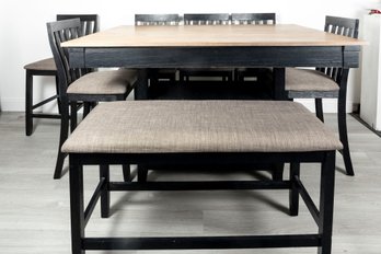 Contemporary Farmhouse Table, Chairs & Bench