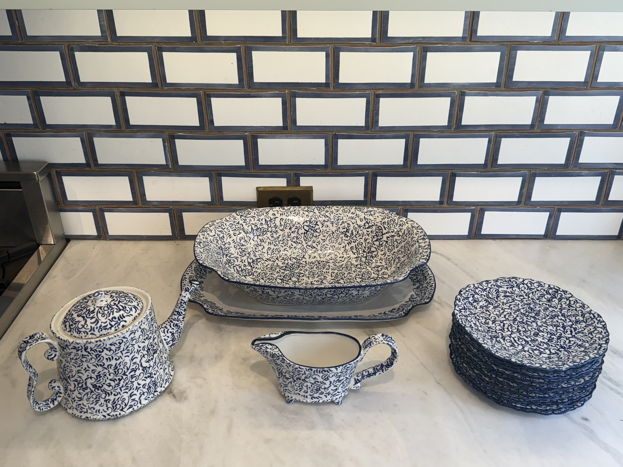 Attingham Collection Blue & White Stoneware Serving Set #2306482 ...