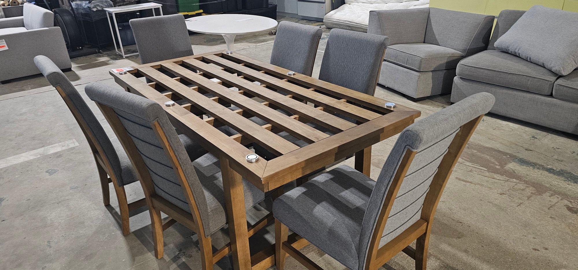 RAYMOUR & FLANAGAN 7-piece Set Dining Set / Glass Top Dining Table / 6 ...