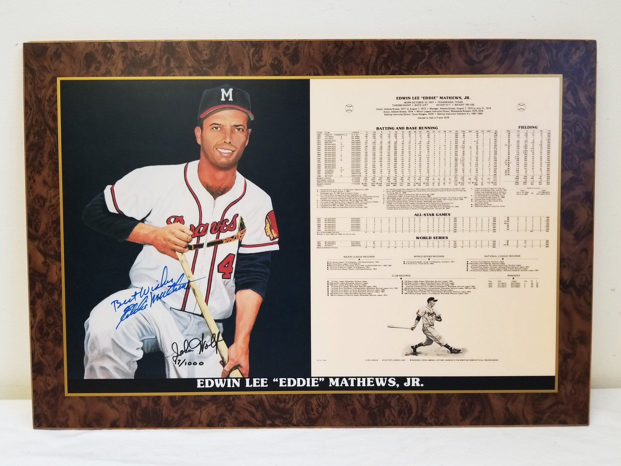 ✿❀EARLLY FALL❀✿Edwin Matthews♥【大特価】 Vtg 1984 Signed Atlanta Braves Edwin 