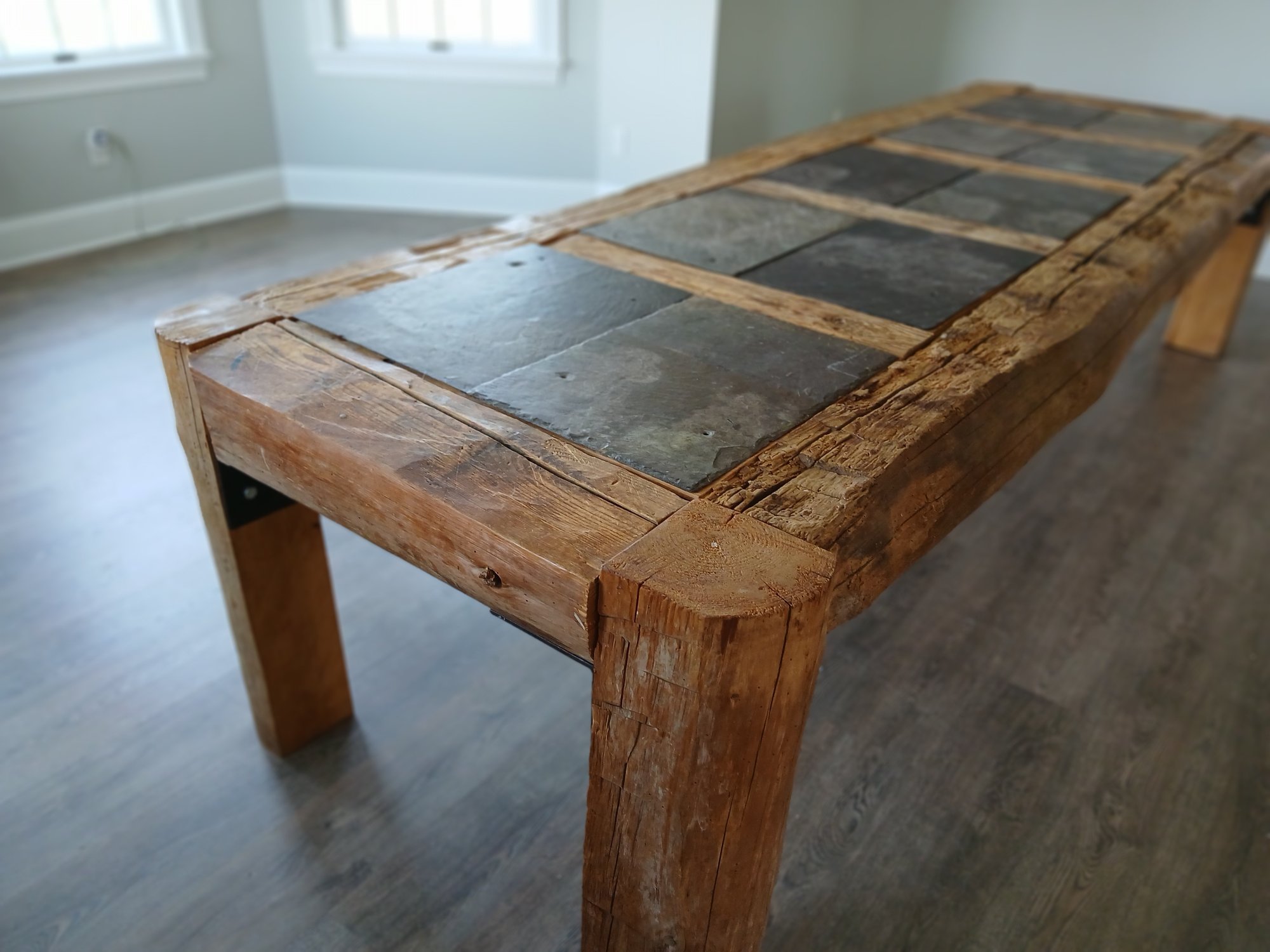 Rustic Slate Table Enormous Custom Made Vintage Beam & Slate Farm Table #2287460 ...