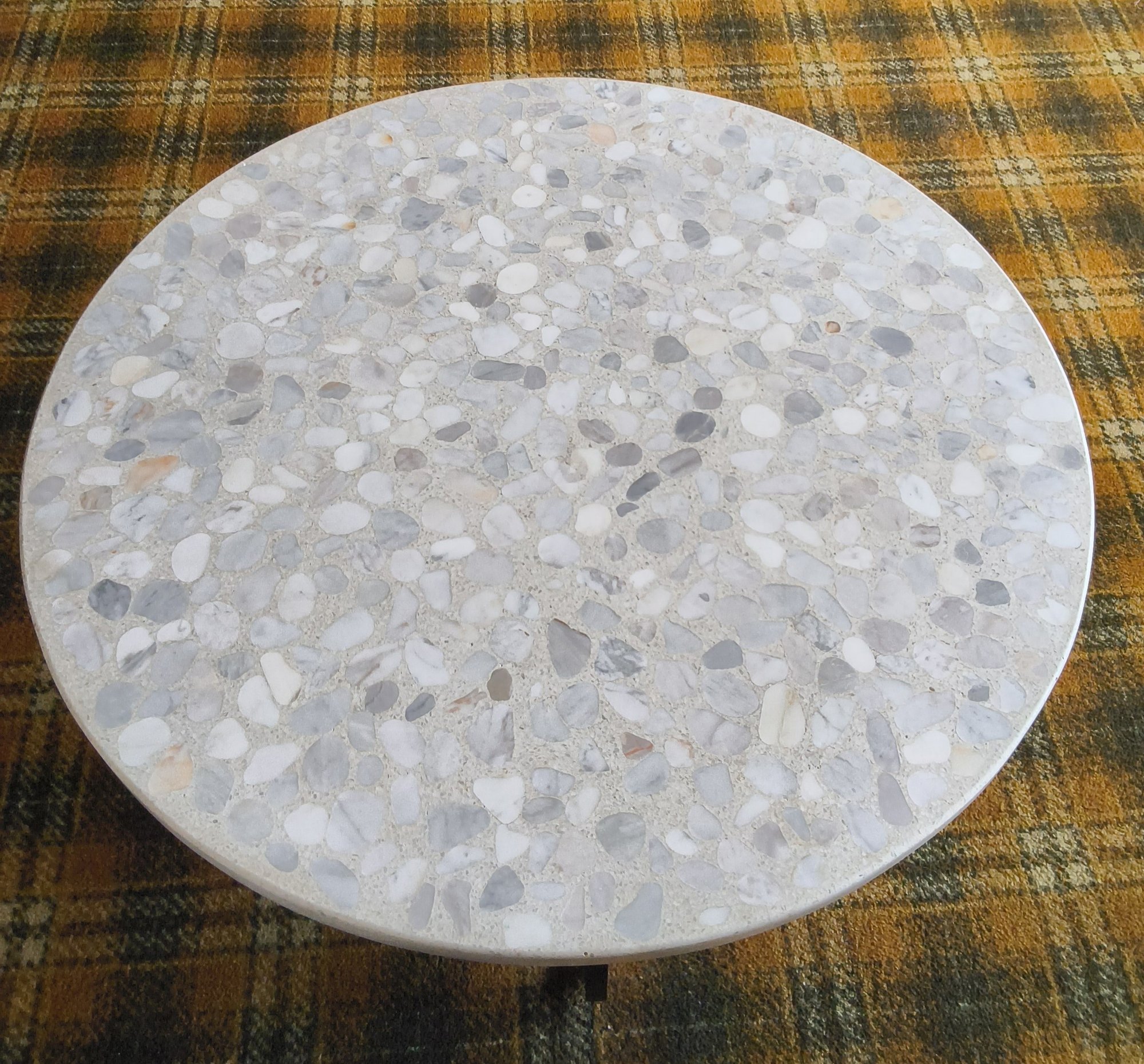Large Cast Coffee Table With Stone Inlay Top On Cast Iron Base 45 ...