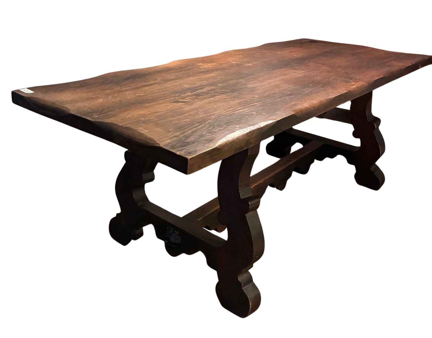 Vintage Spanish Style Solid Wood Trestle Dining Table With Ornate ...