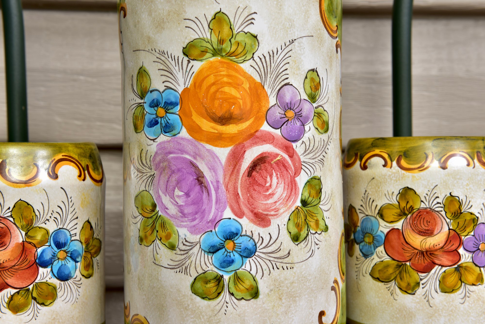 Italian Hand Painted Deruta Pottery Pitcher And Six Mugs #40882277 ...