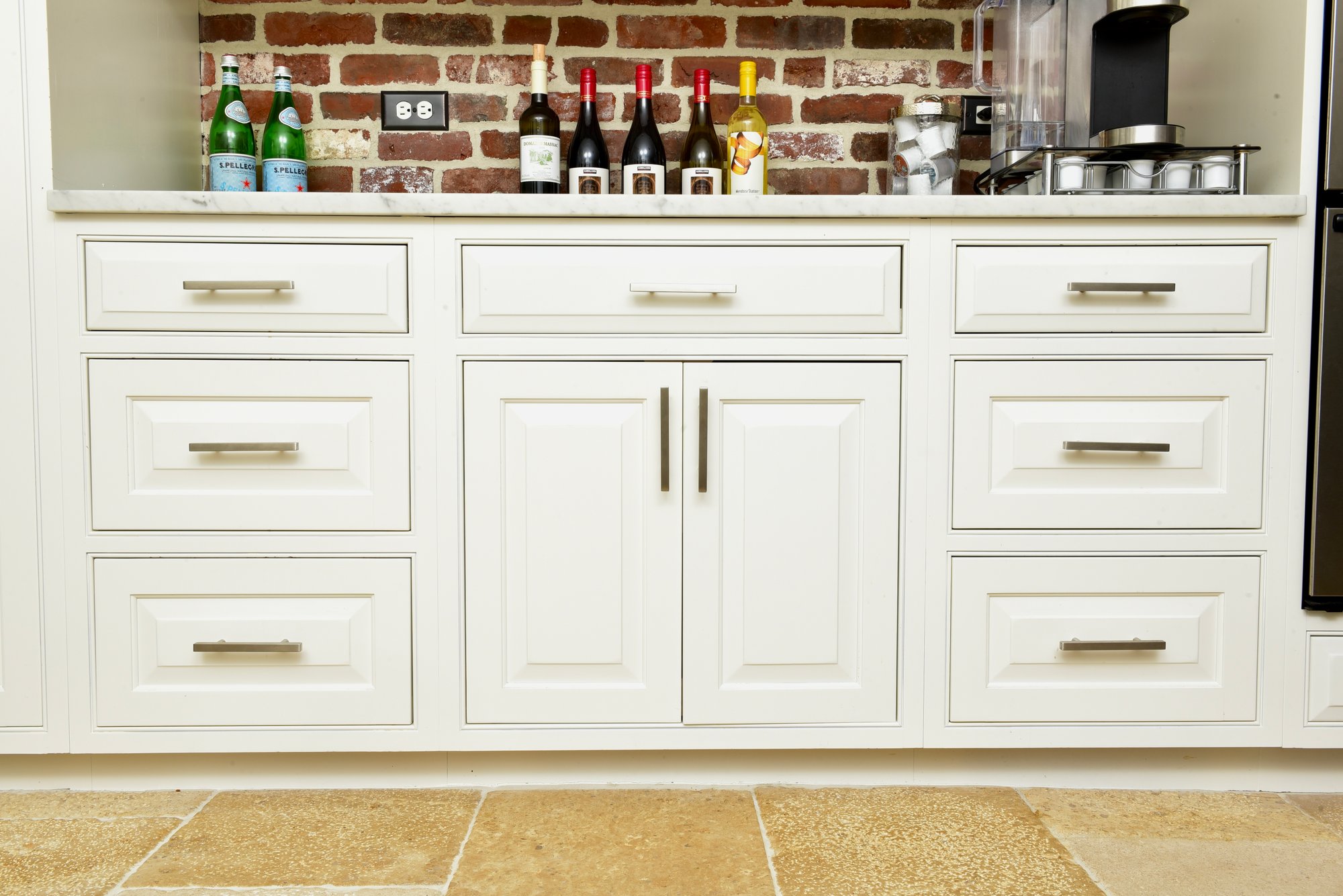 Quality Custom Wood Lower And Upper Kitchen Cabinets With Carrera ...