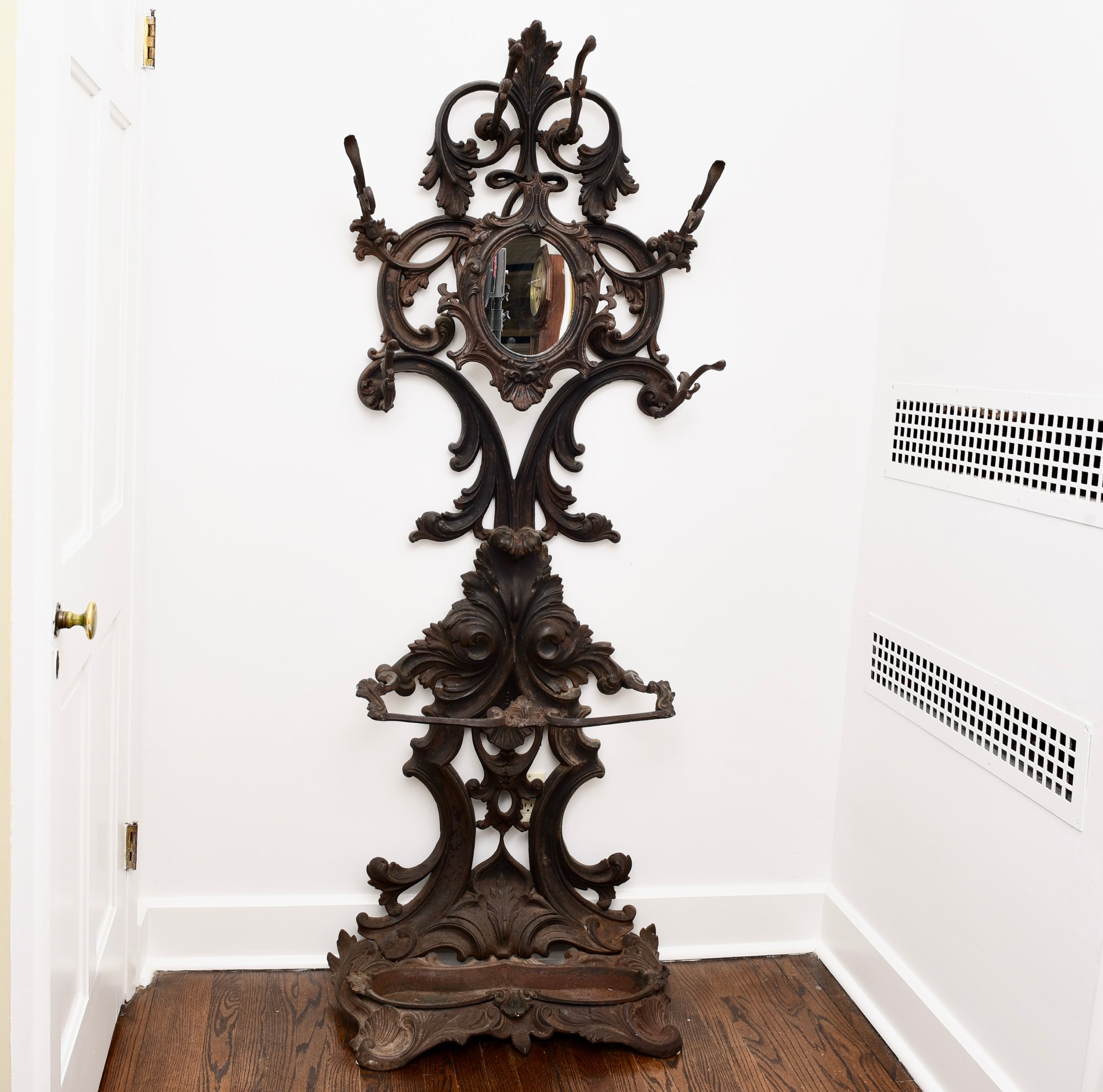 Victorian French Rococo Style Cast Iron Hall Tree With Umbrella Stand ...