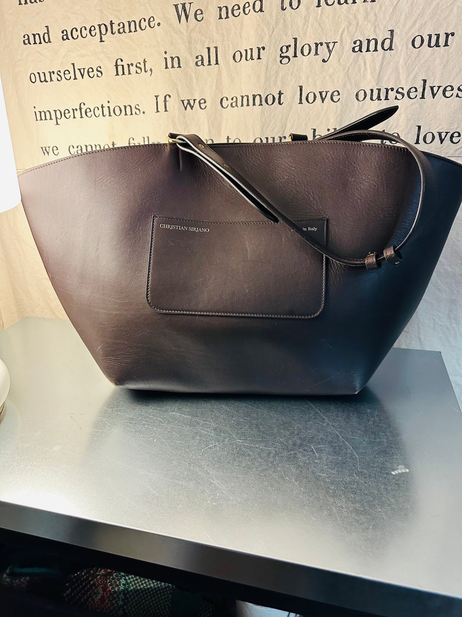 Designer Christian Siriano Large Brown Leather Tote Bag 1784970 Auctionninja