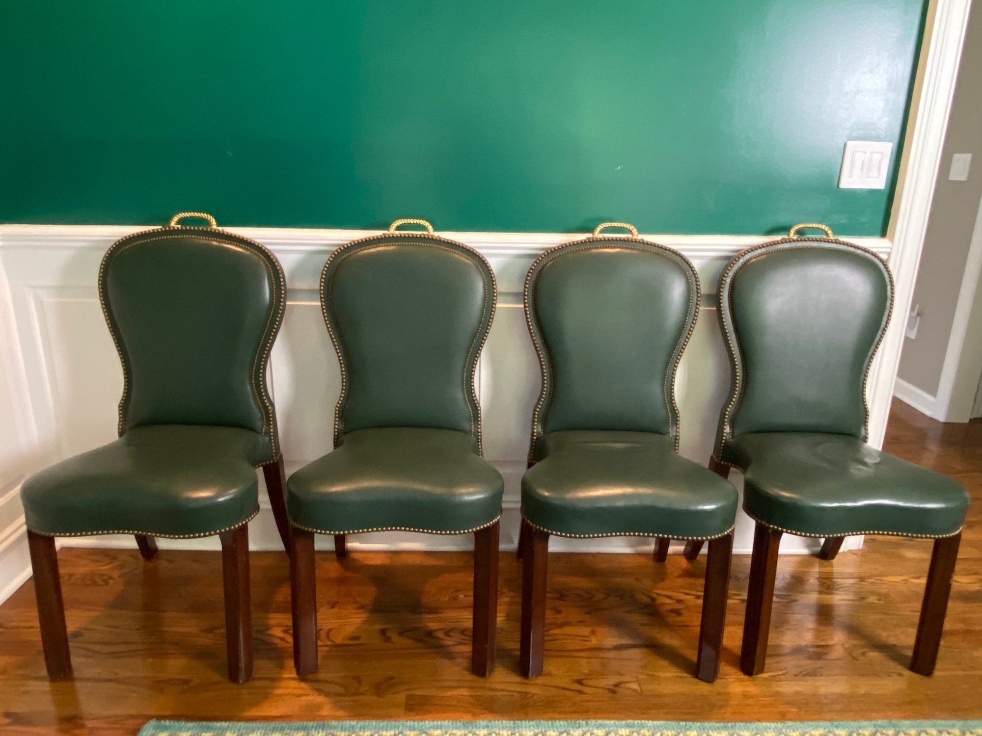 Vintage Green Leather Dining Chair Set 1 Of 2 #1912807 | Auctionninja.com