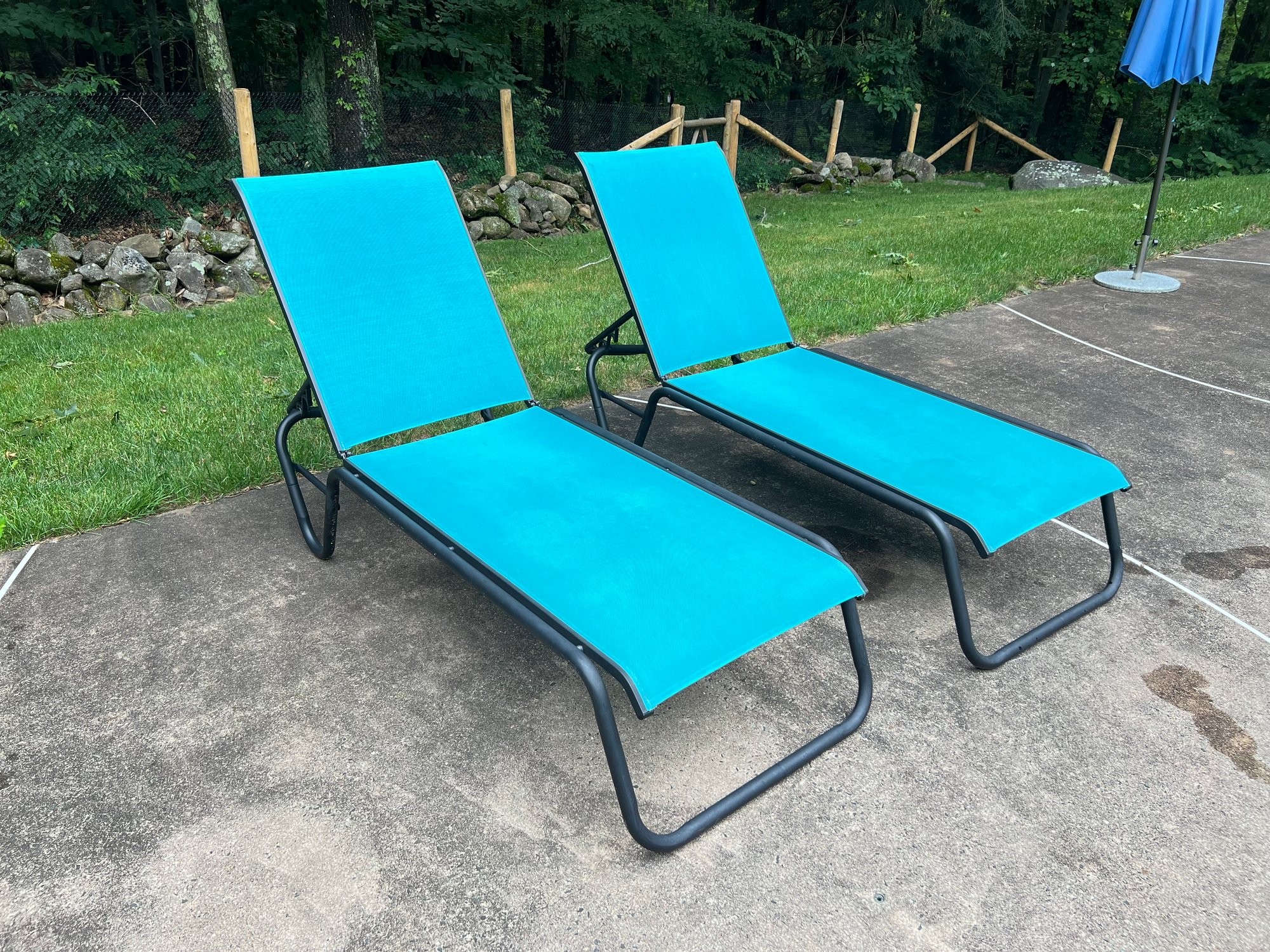 Pair Of Telescope Casual Patio Loungers In Blue 40788971