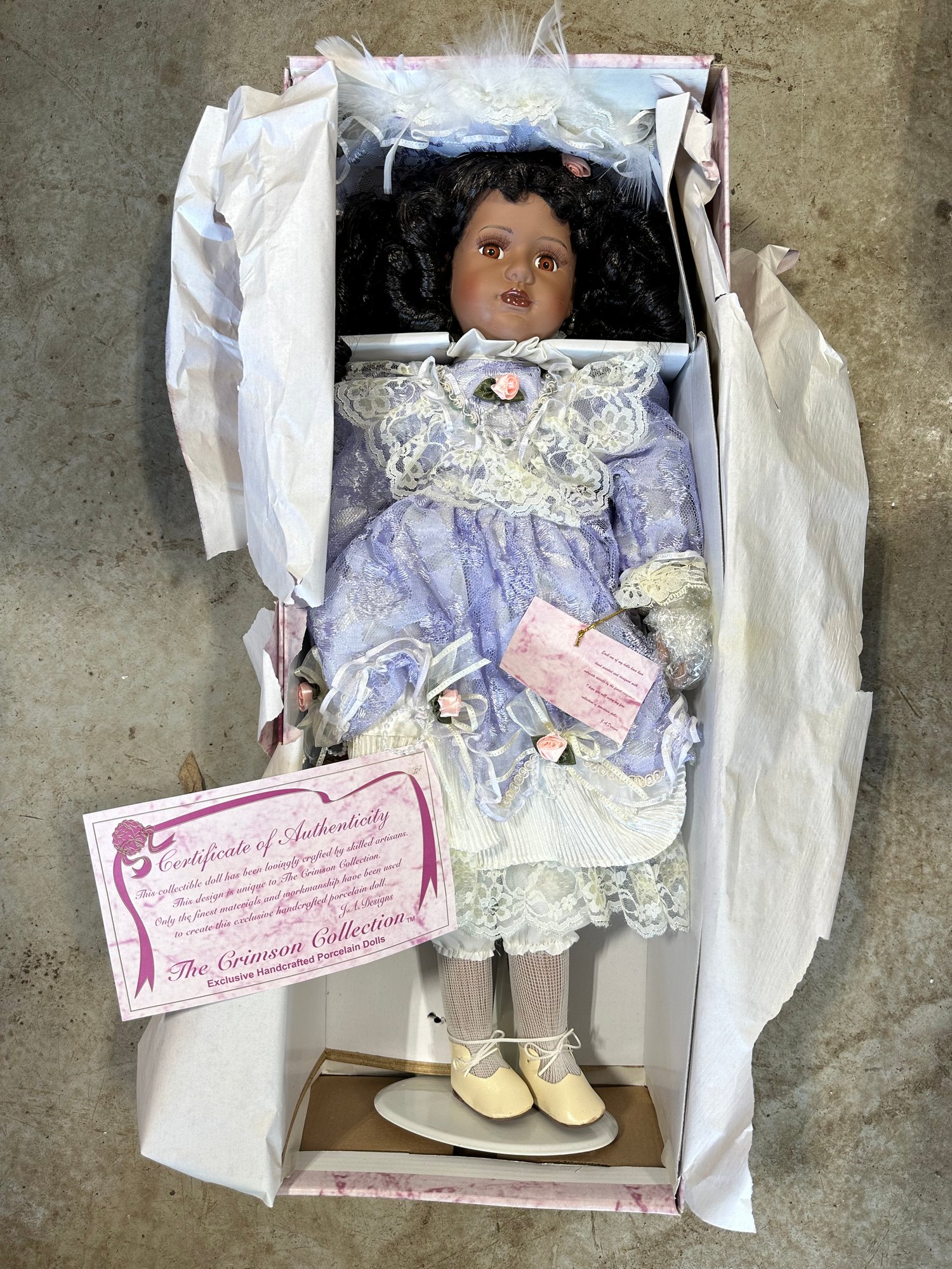 Beautiful Crimson Collection African American Porcelain Doll New In Box 40729878 Auctionninja