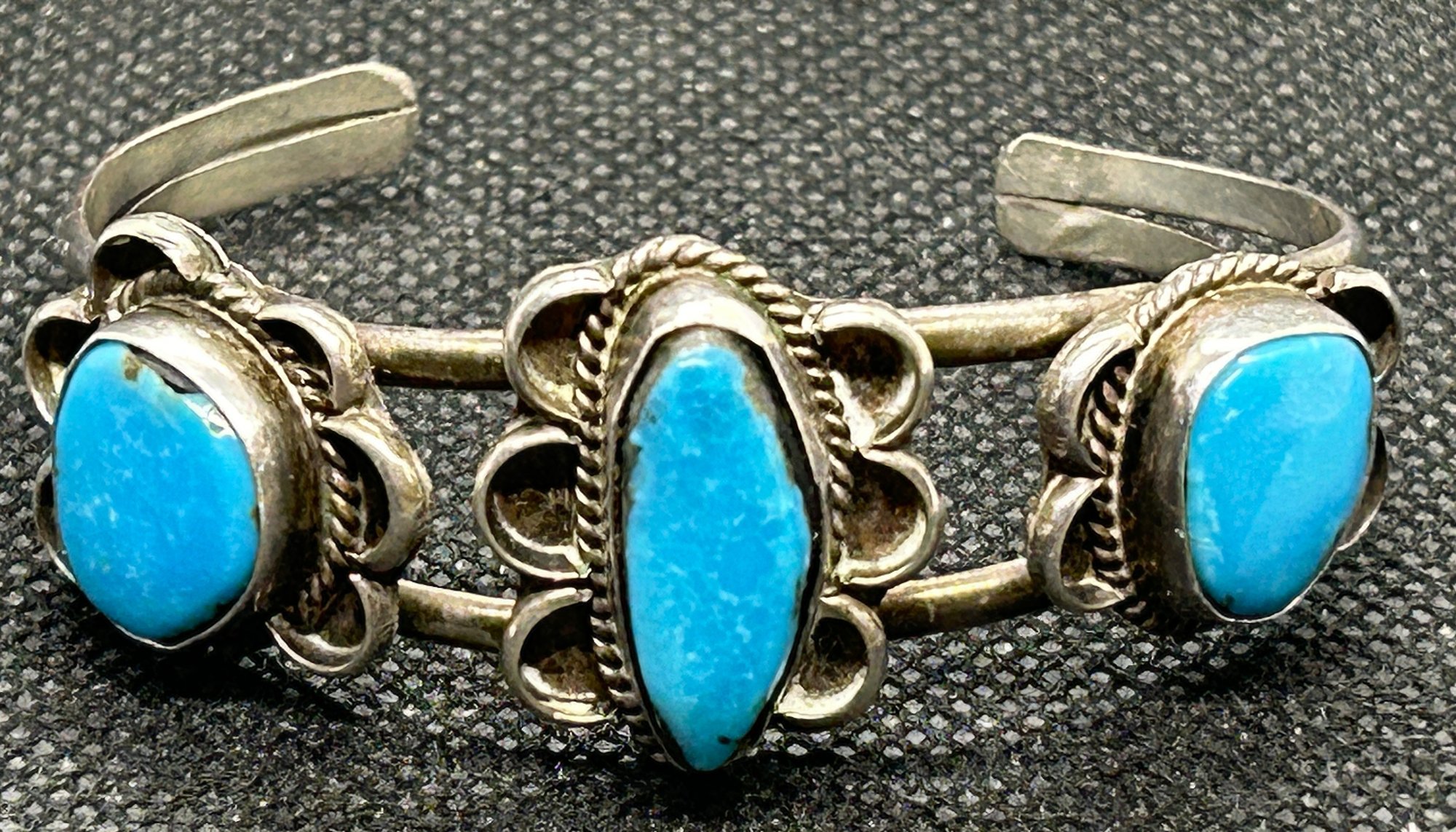 Vintage Old Pawn Navajo Sterling Silver Turquoise Cuff Bracelet ...