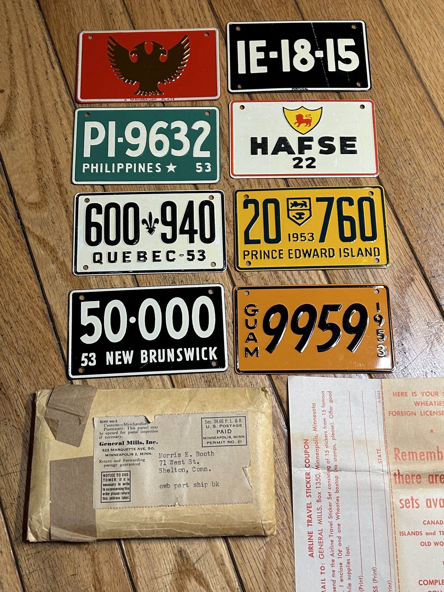 1953 ILLINOIS IL MINI STATE METAL BIKE LICENSE PLATE WHEATIES CEREAL