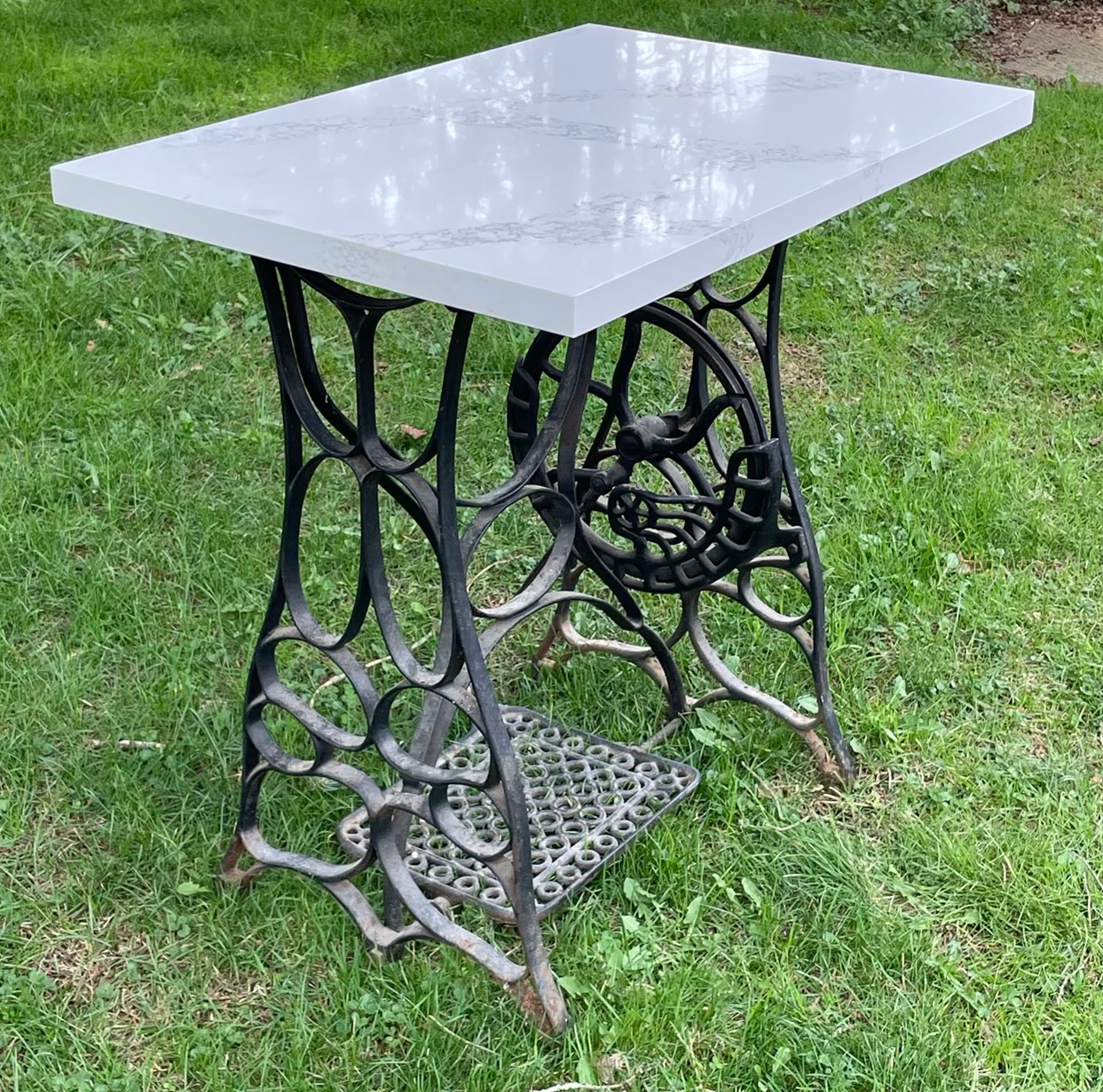 A Bespoke Console: An Antique Singer Sewing Machine Base With Modern ...
