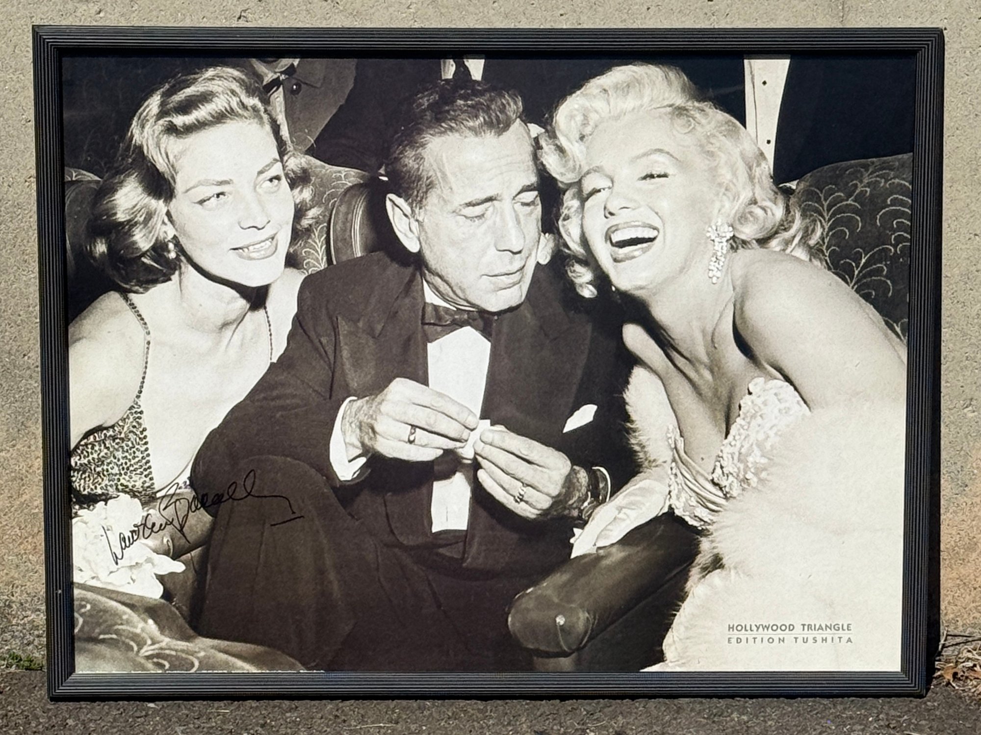 Lauren Bacall Signed B&W Poster With Humphrey Bogart & Marilyn Monroe ...
