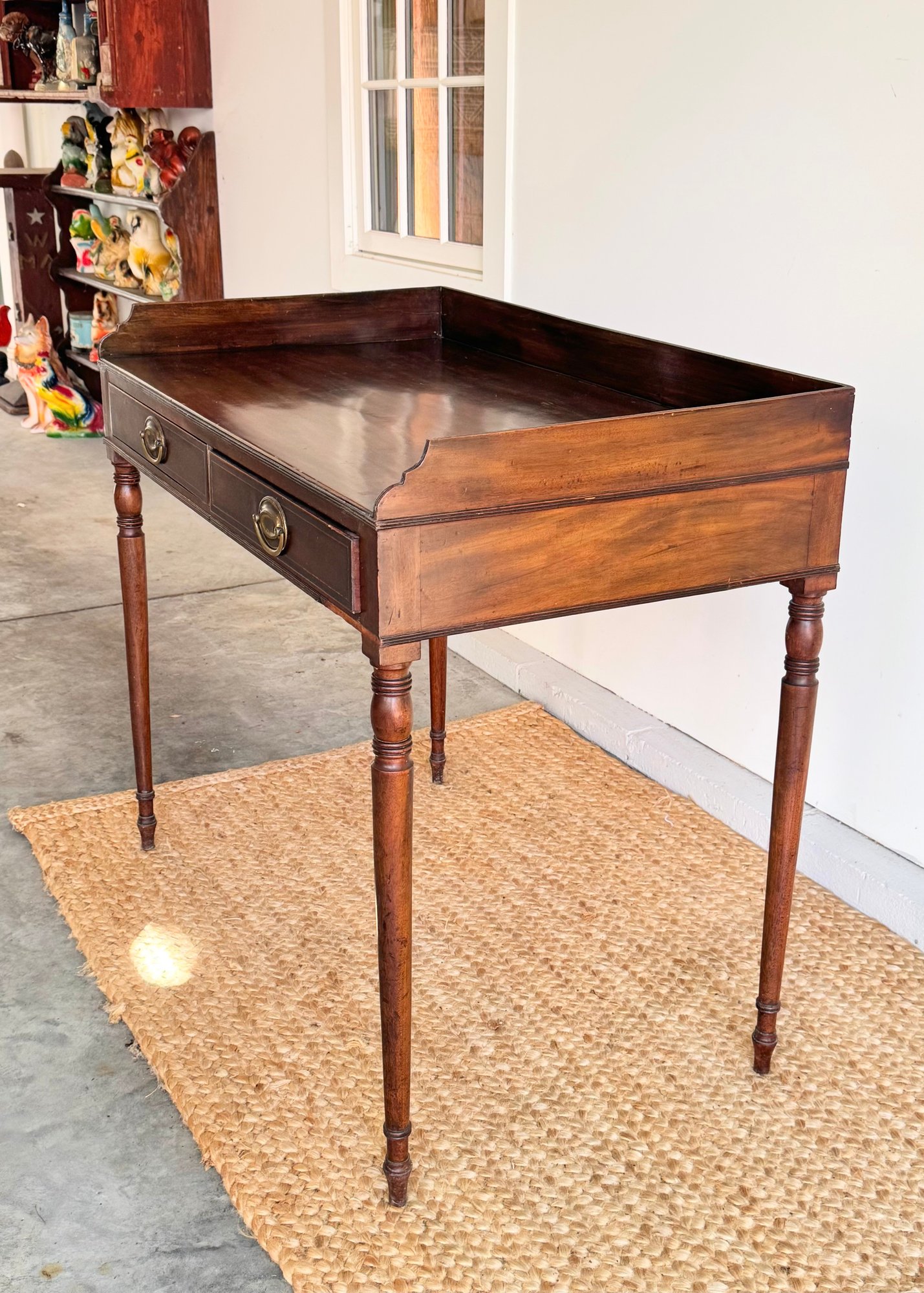 Server Table Federal Traditional Mahogany Server / Console Table With Brass Pulls #2321139 ...