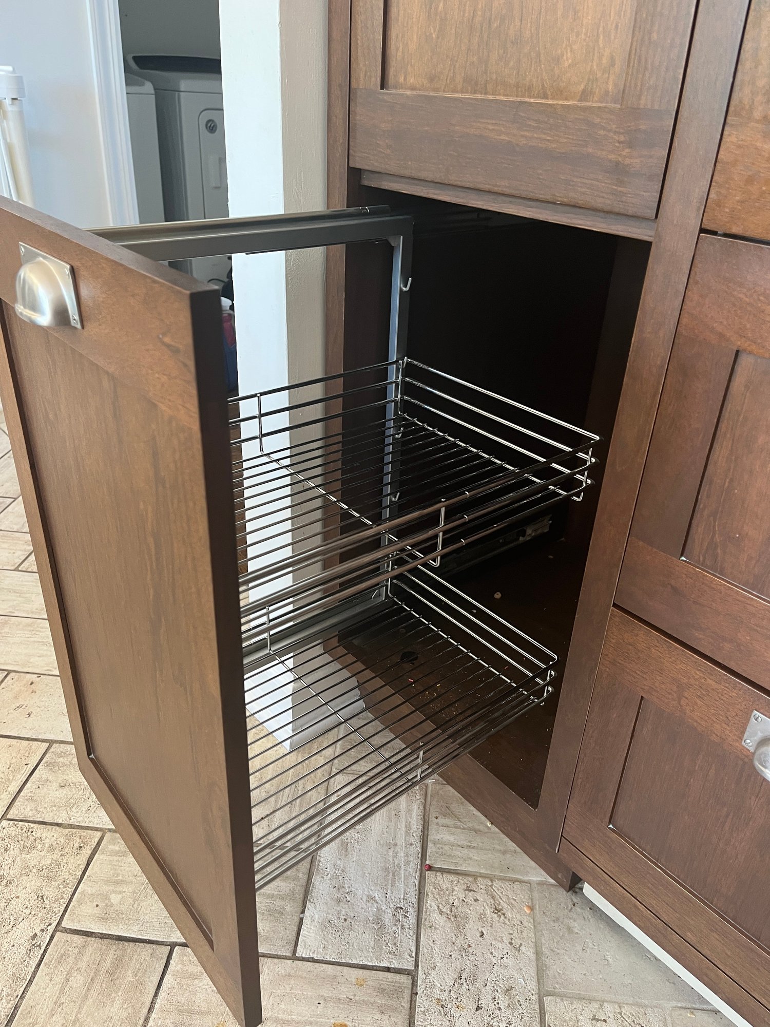An Expertly Crafted Pantry/ Refrigerator Surround - Dual Pull Out Racks ...