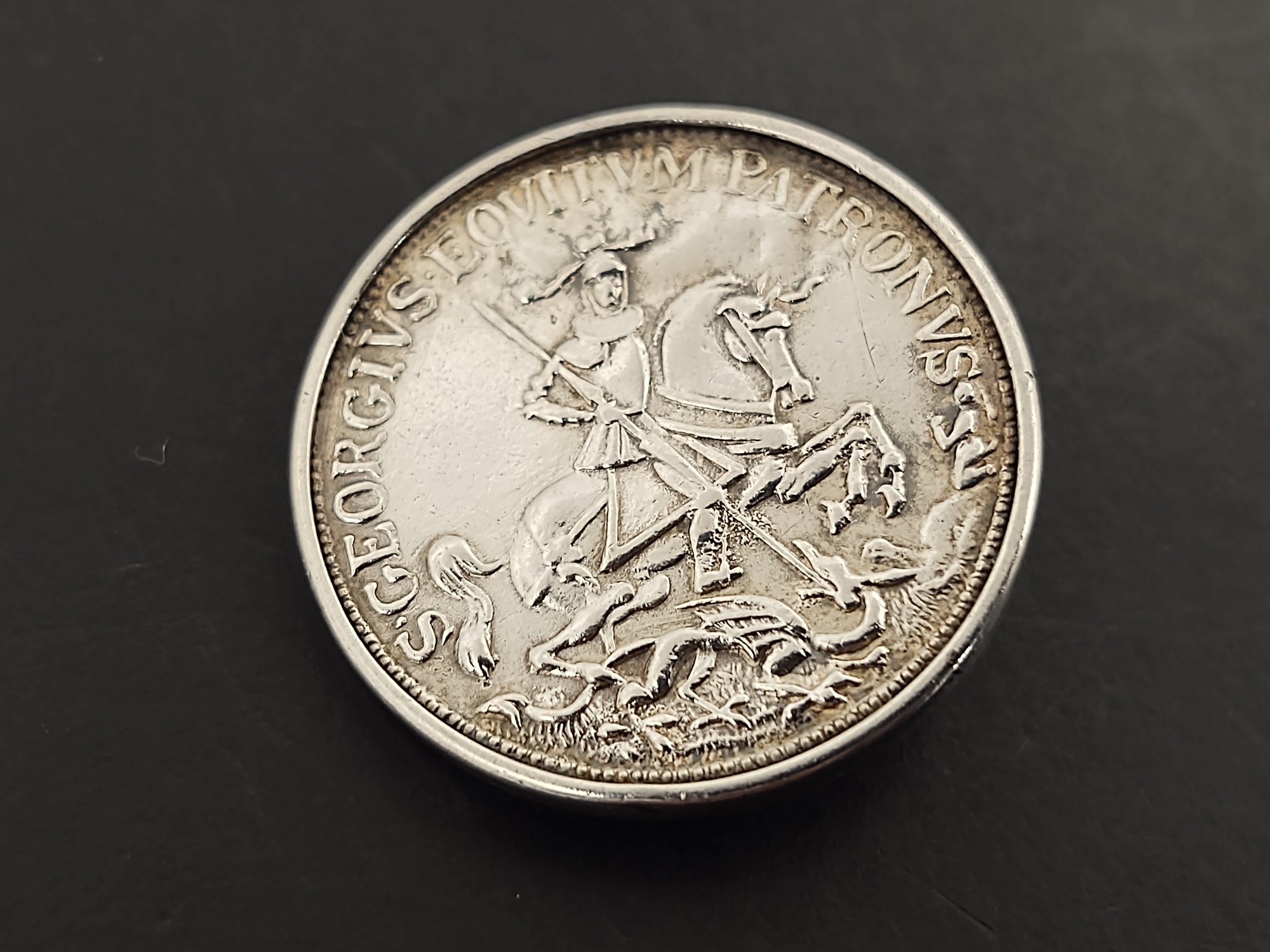 Vintage Sterling Silver St. George Killing The Dragon Coin / Token ...
