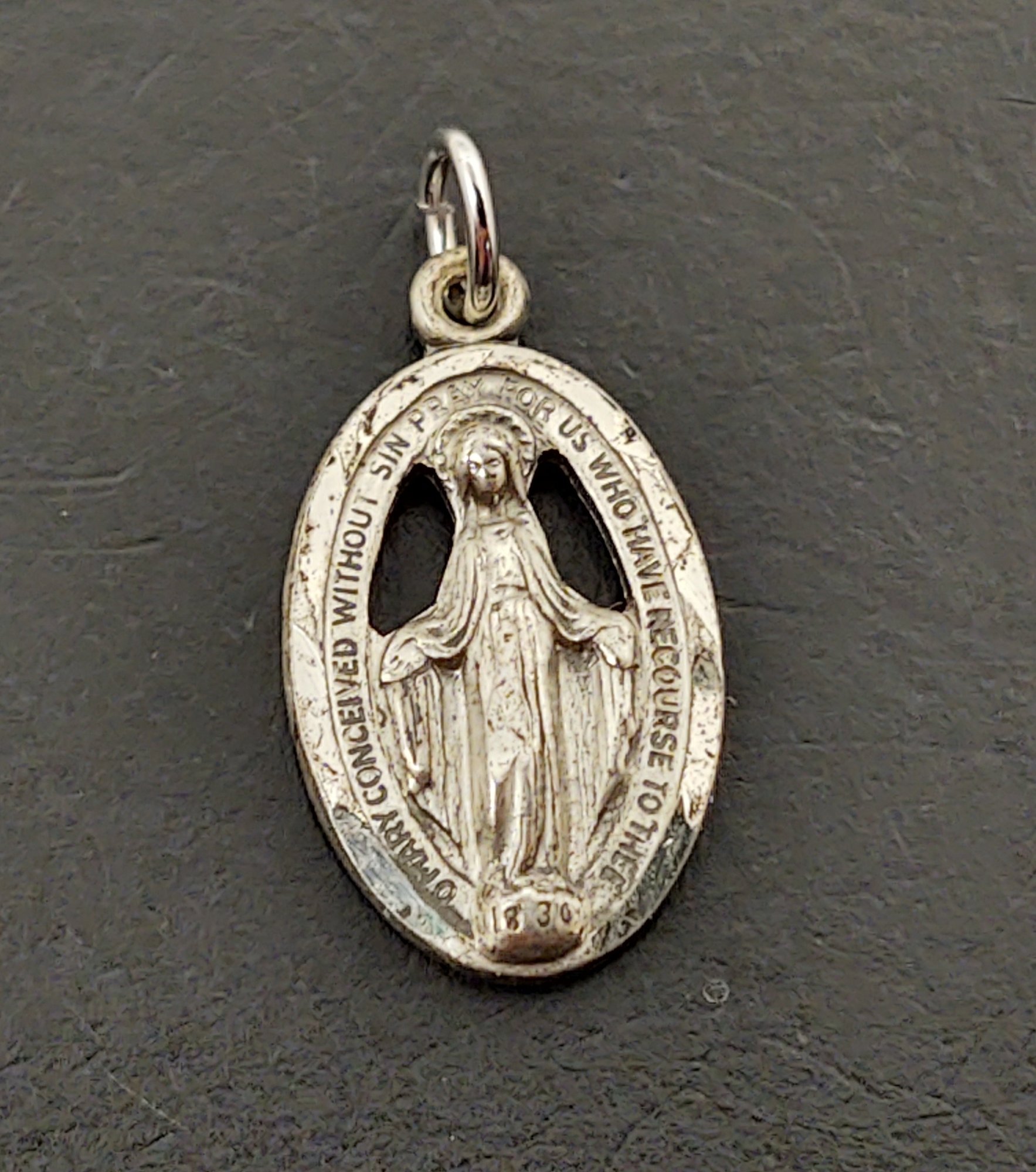Small Vintage Sterling Silver Catholic Miraculous Mary Religious Medal ...