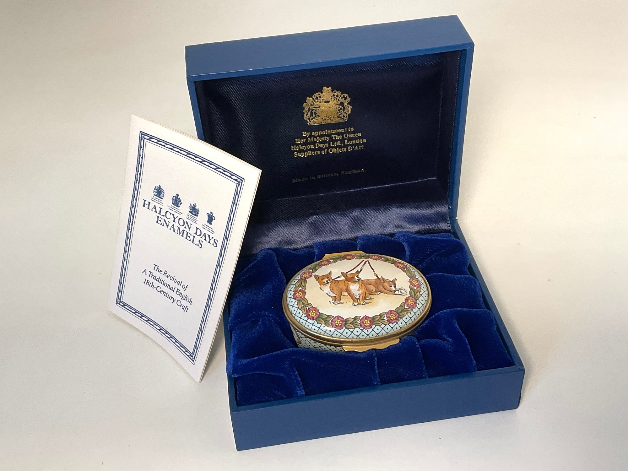 A Tiffany & Co. Designed Corgi Dogs Halcyon Days Enamel Box