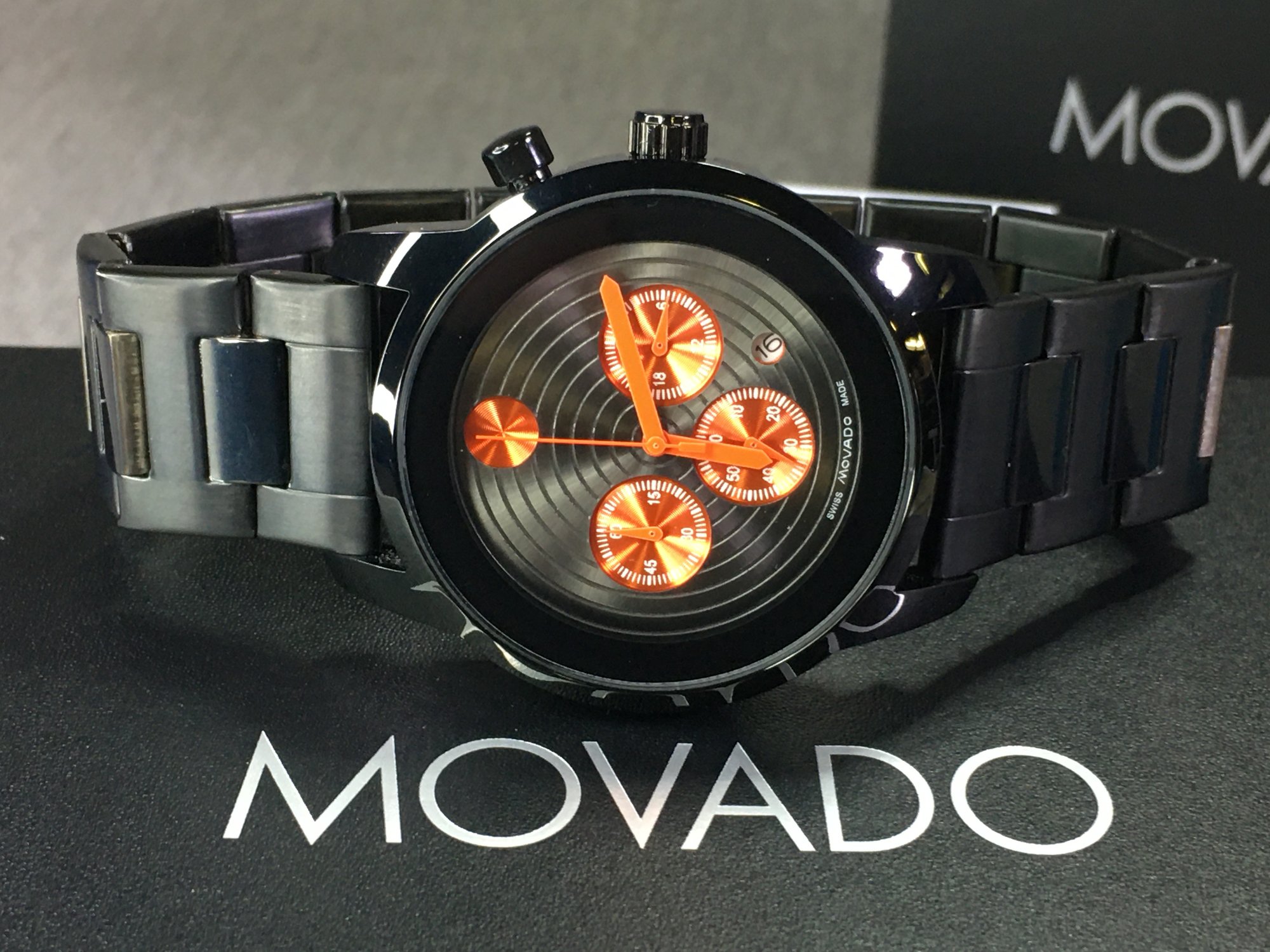 Super Nice Brand New $895 Retail Mens MOVADO Chronograph Watch - Black ...