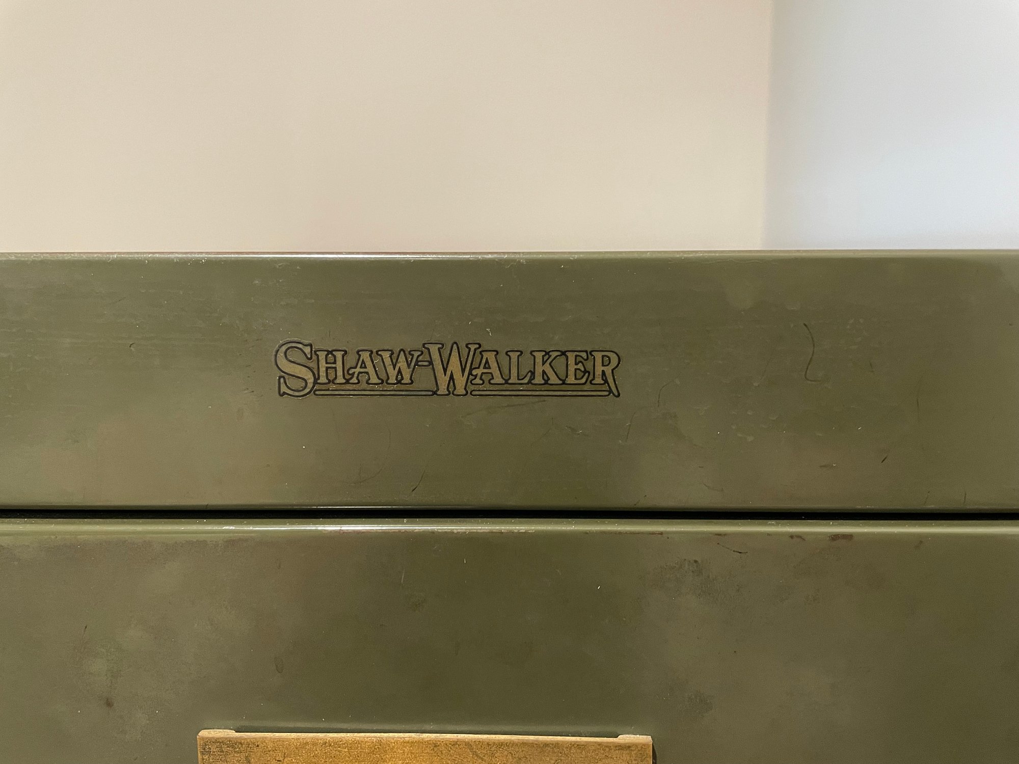 Shaw Walker Mid Century File Cabinet With Original Brass Hardware