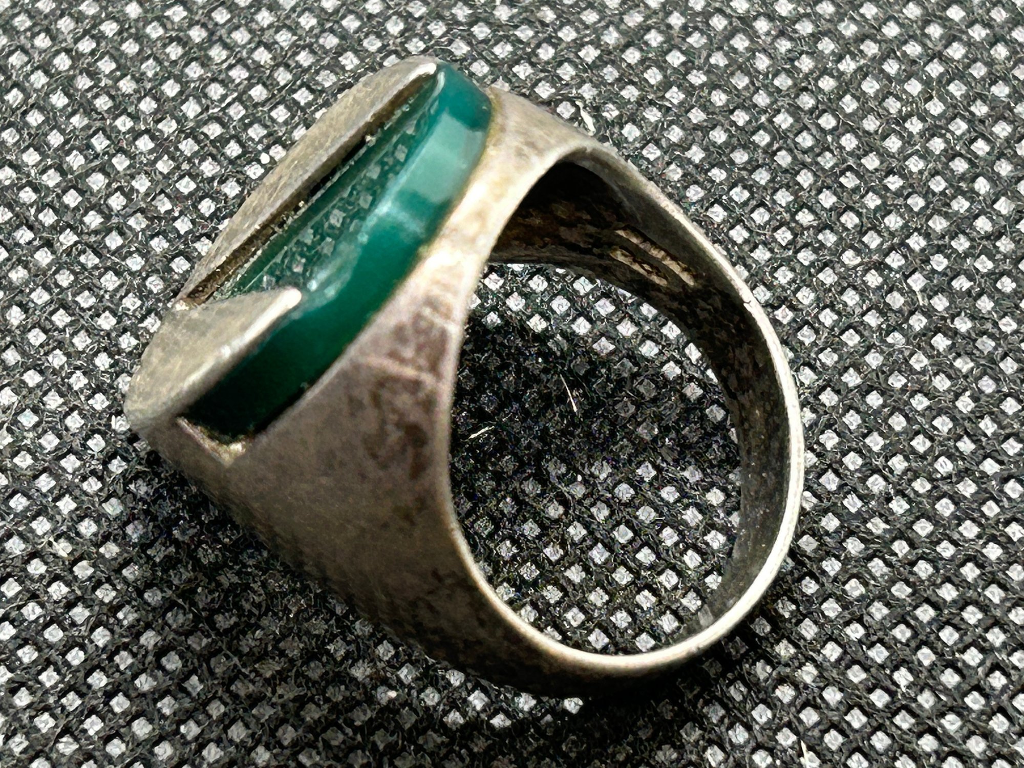 Israeli Made Rings Vintage Modernist Israeli Sterling Silver Ring With Inset Green Jade ...