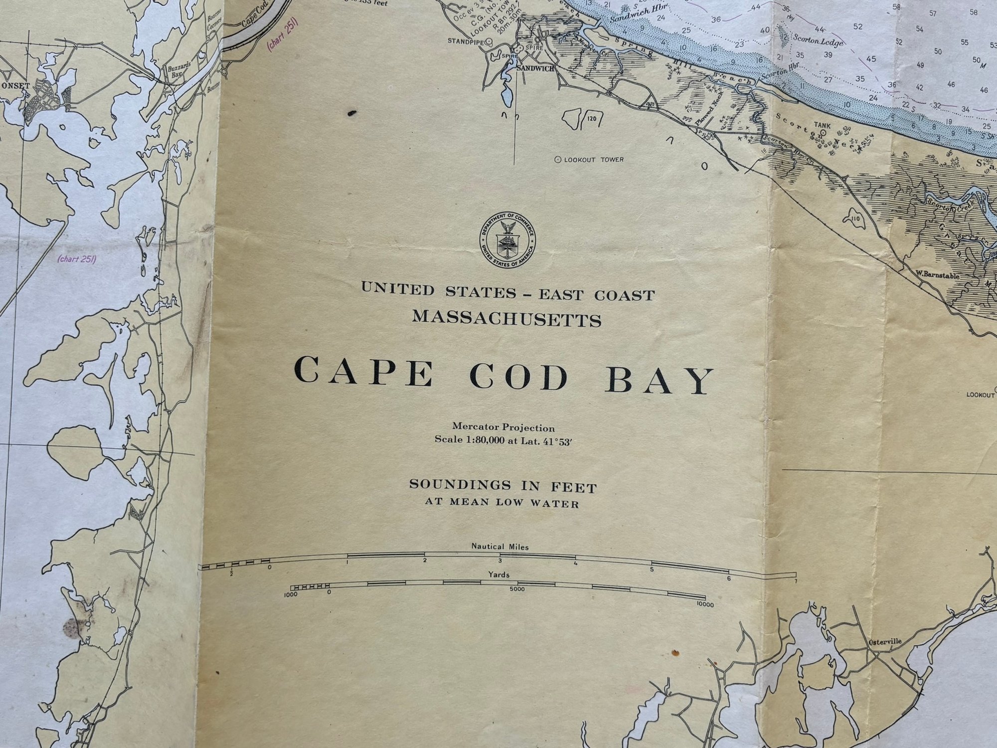 A Large Vintage Sounding Map - Cape Cod Bay #40805022 | Auctionninja.com