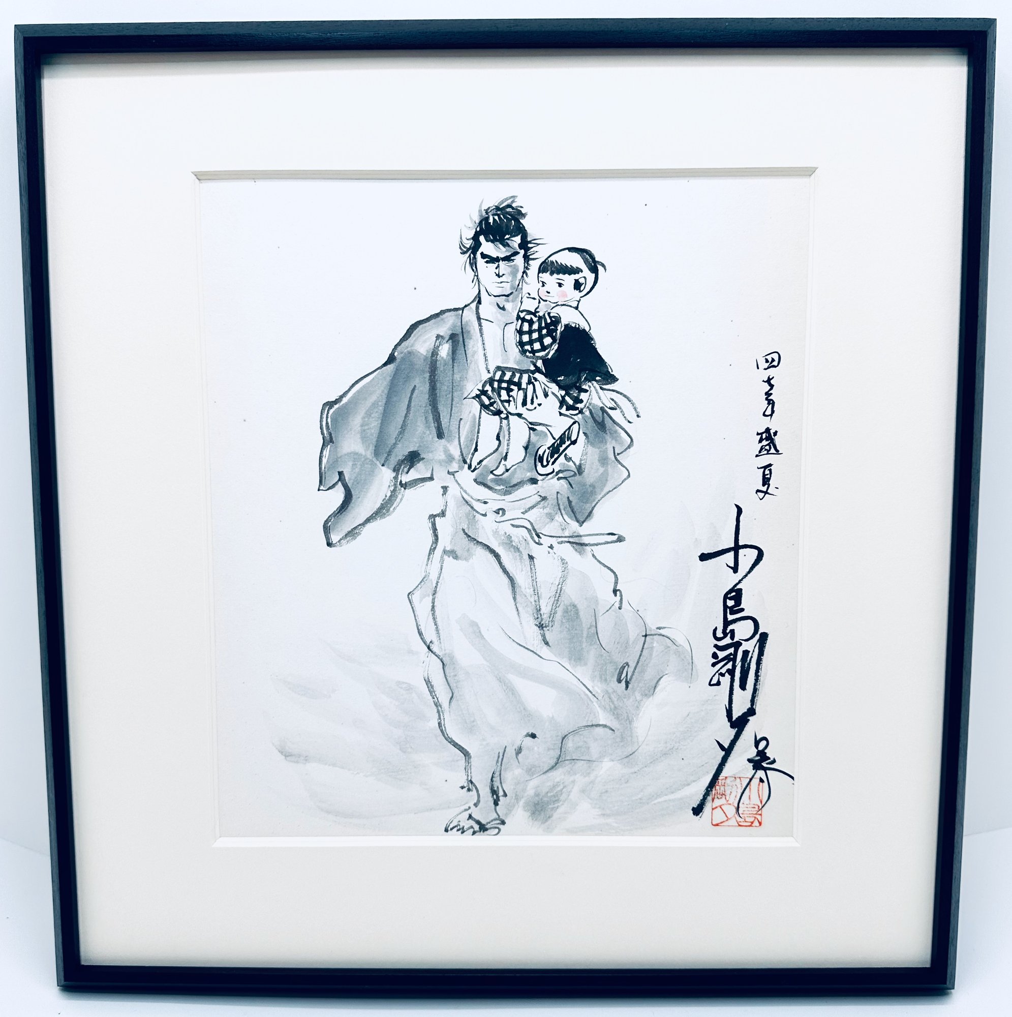 Kojima Goseki Manga Art "Lone Wolf And Cub" Signed, In Archival Frame