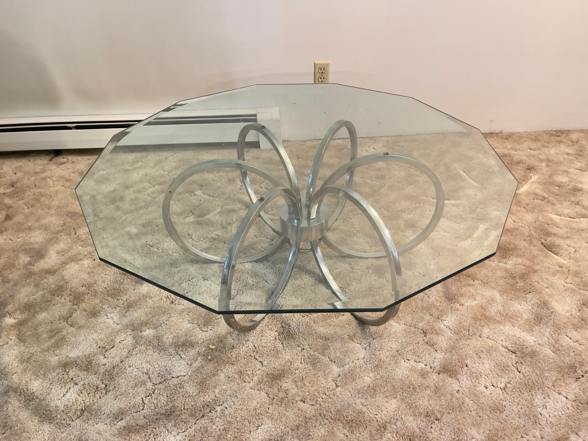 Mid Century Chrome Rings Coffee Table With Glass Top #1973673 ...