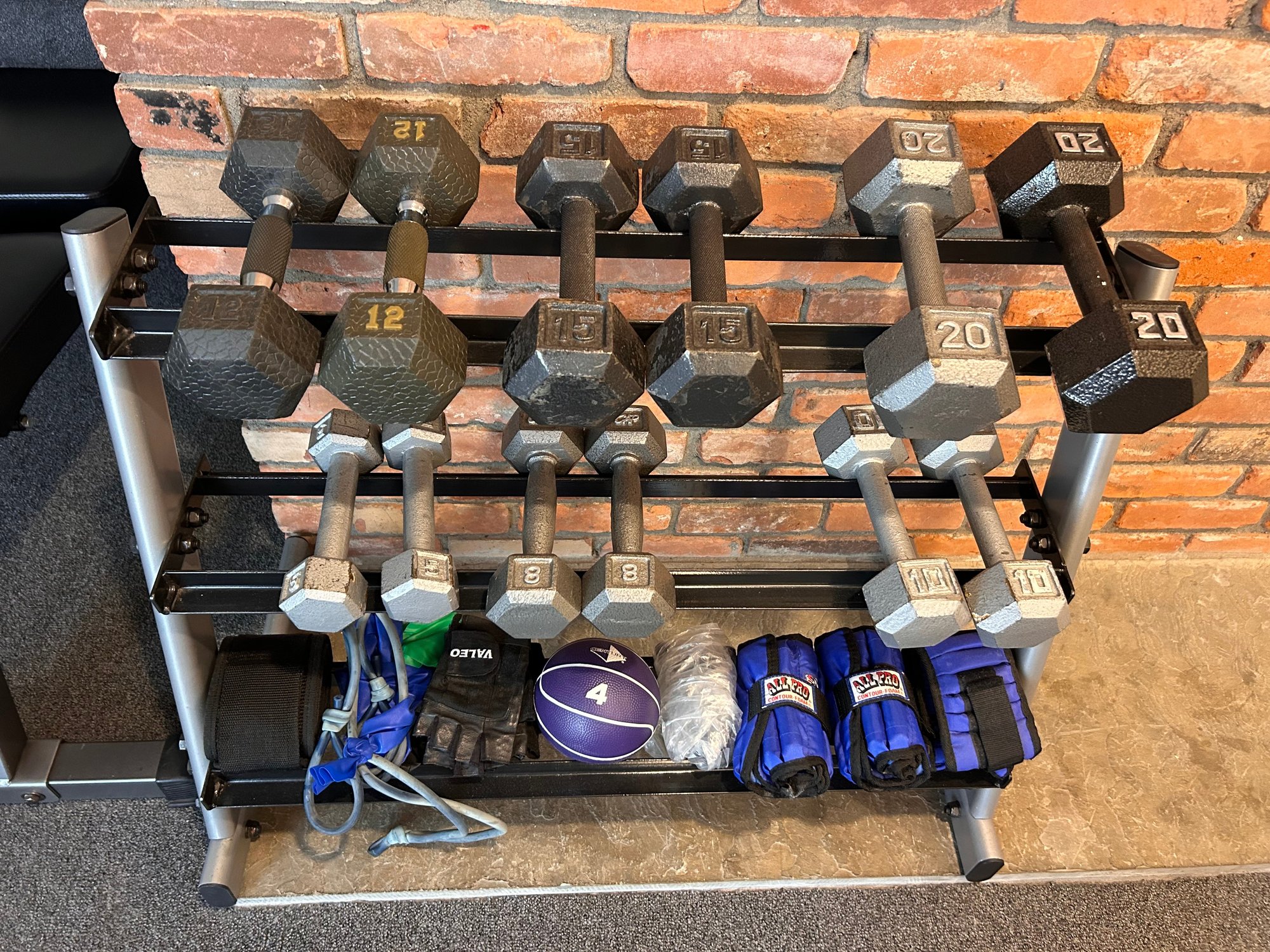 Three Tier Dumbbell Rack With Dumbbells, Ankle Weights And More ...