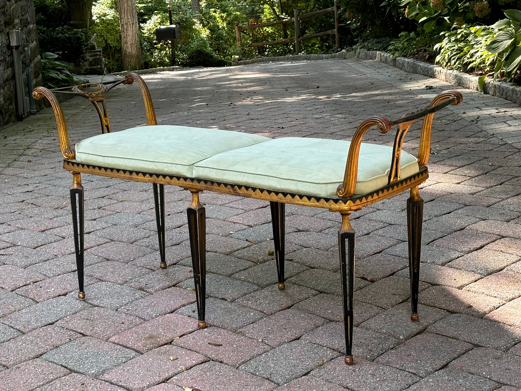 A Vintage Cast Iron Neoclassical Style Hall Bench In Style Of Maison ...