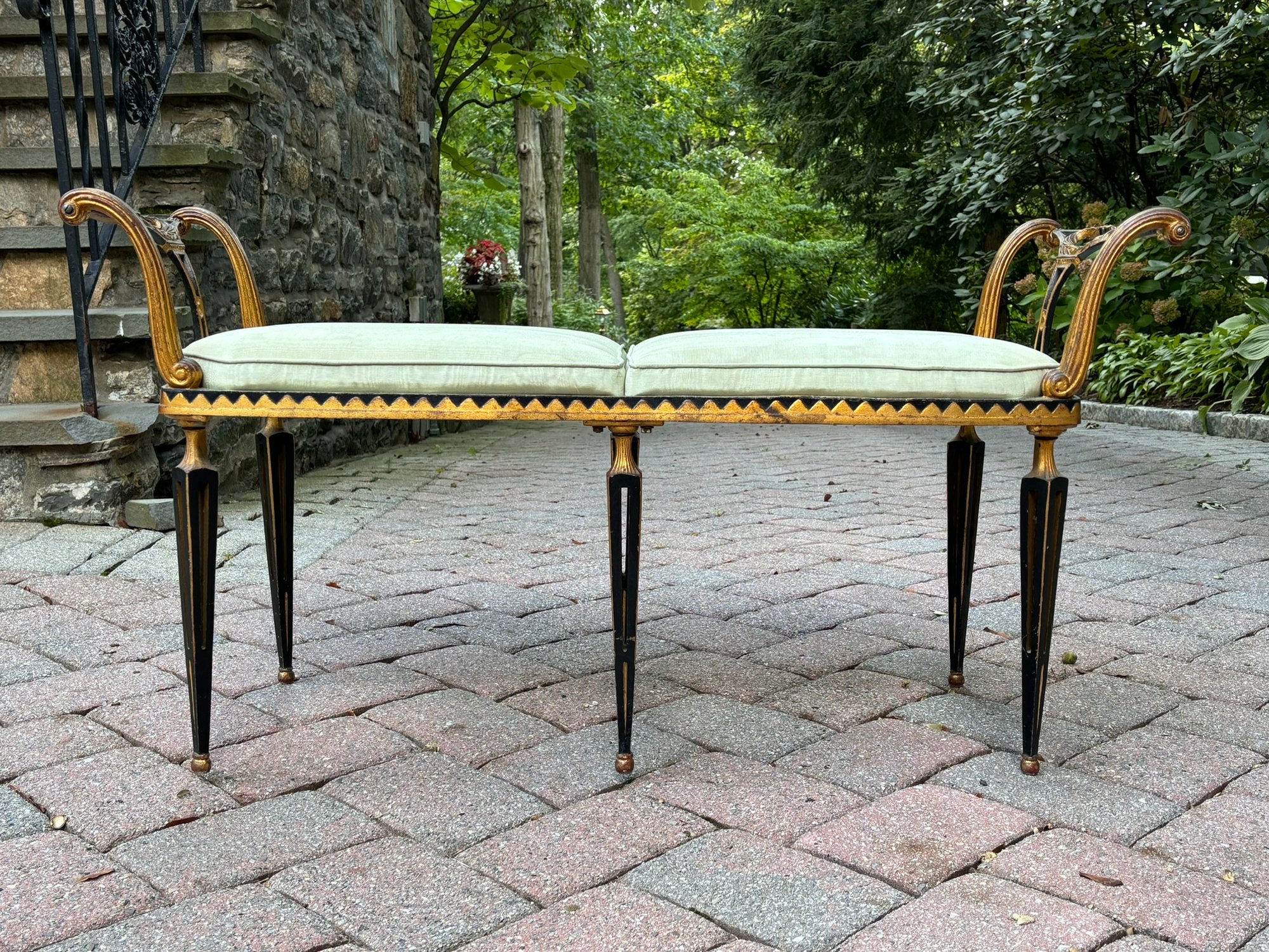 A Vintage Cast Iron Neoclassical Style Hall Bench In Style Of Maison ...