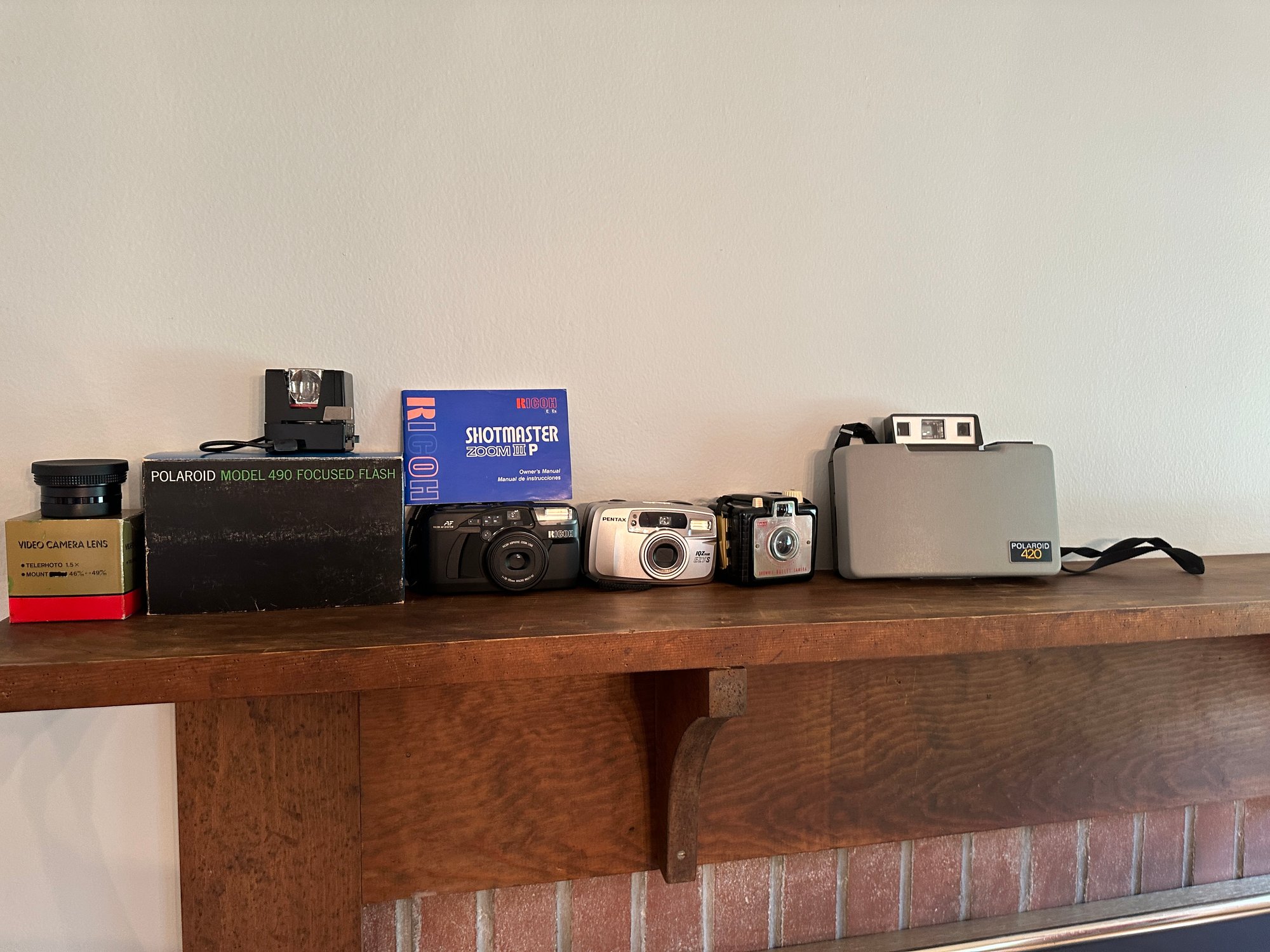 Collection Of Vintage Cameras Including Polaroid 420 Land Camera