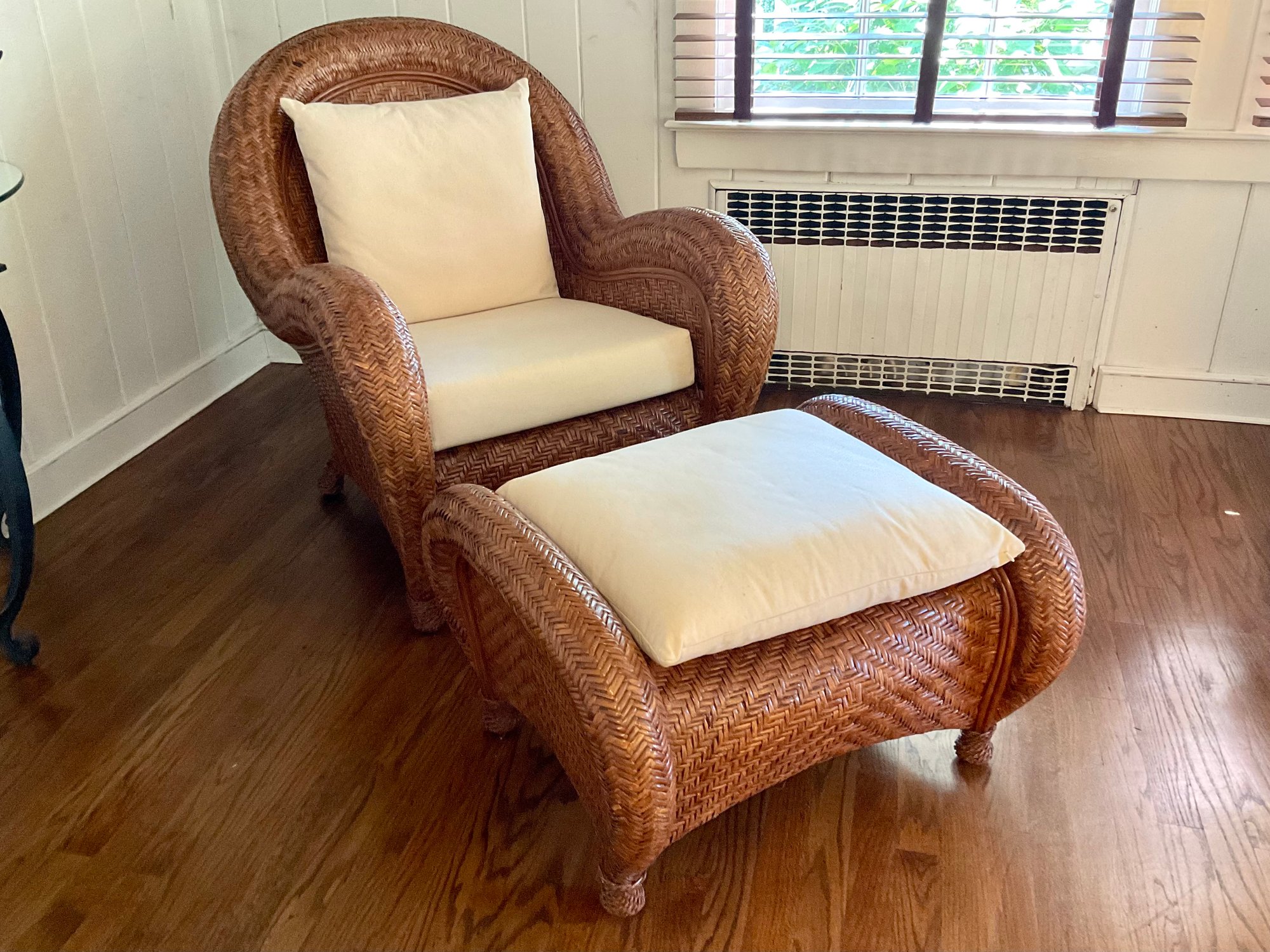 Woven Chairs Pottery Barn Malabar Rattan Chair And Ottoman Pottery