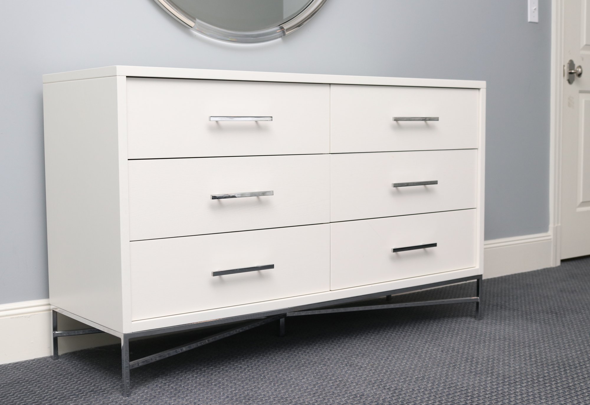 West Elm Floating Dresser Wth Bar Handles & Chrome X-Brace Base ...