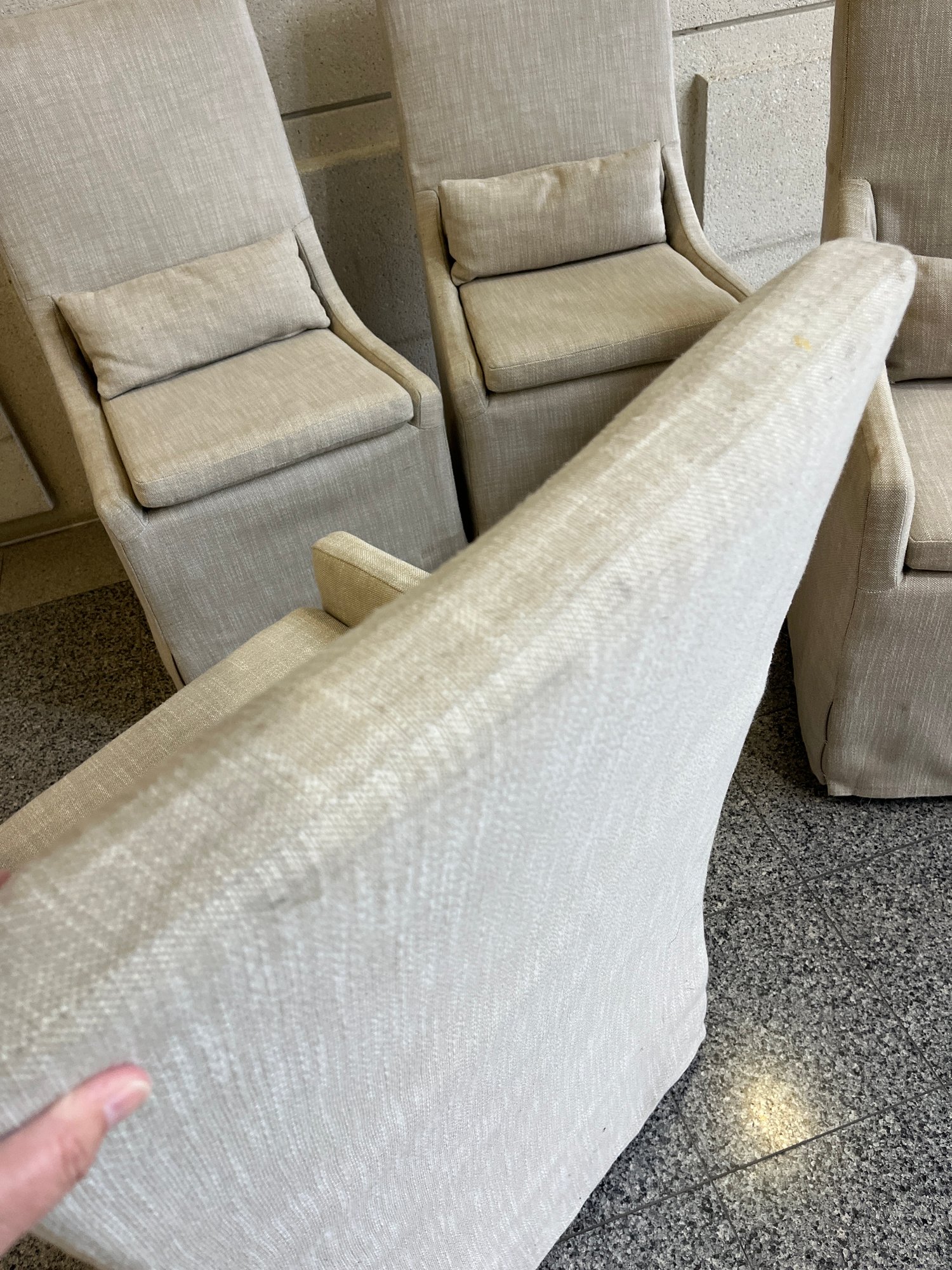 A Set Of Restoration Hardware Belgian Slope Arm Slipcovered