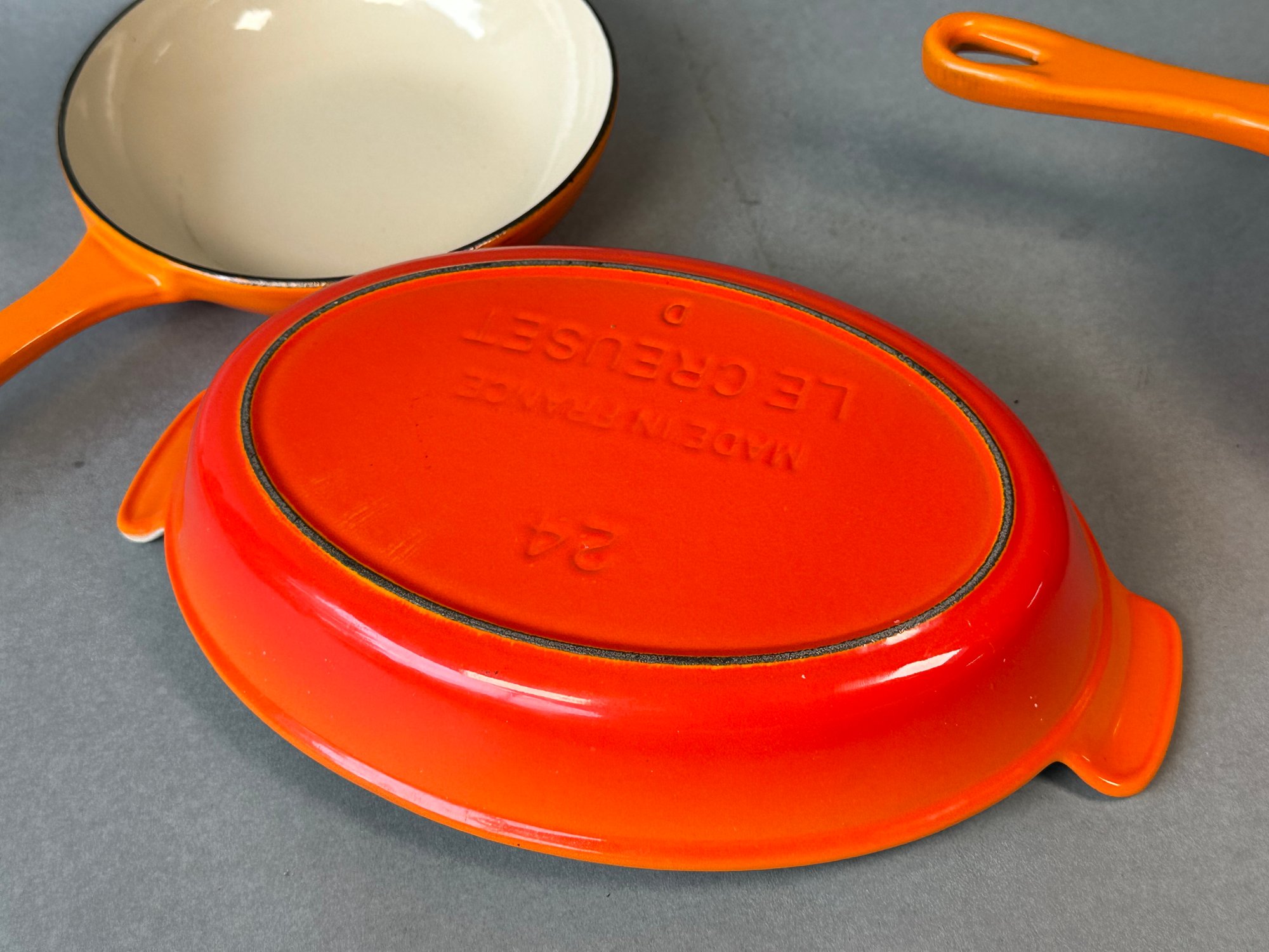 Vintage Le Creuset Enameled Cast Iron Flame Orange Casserole Dish