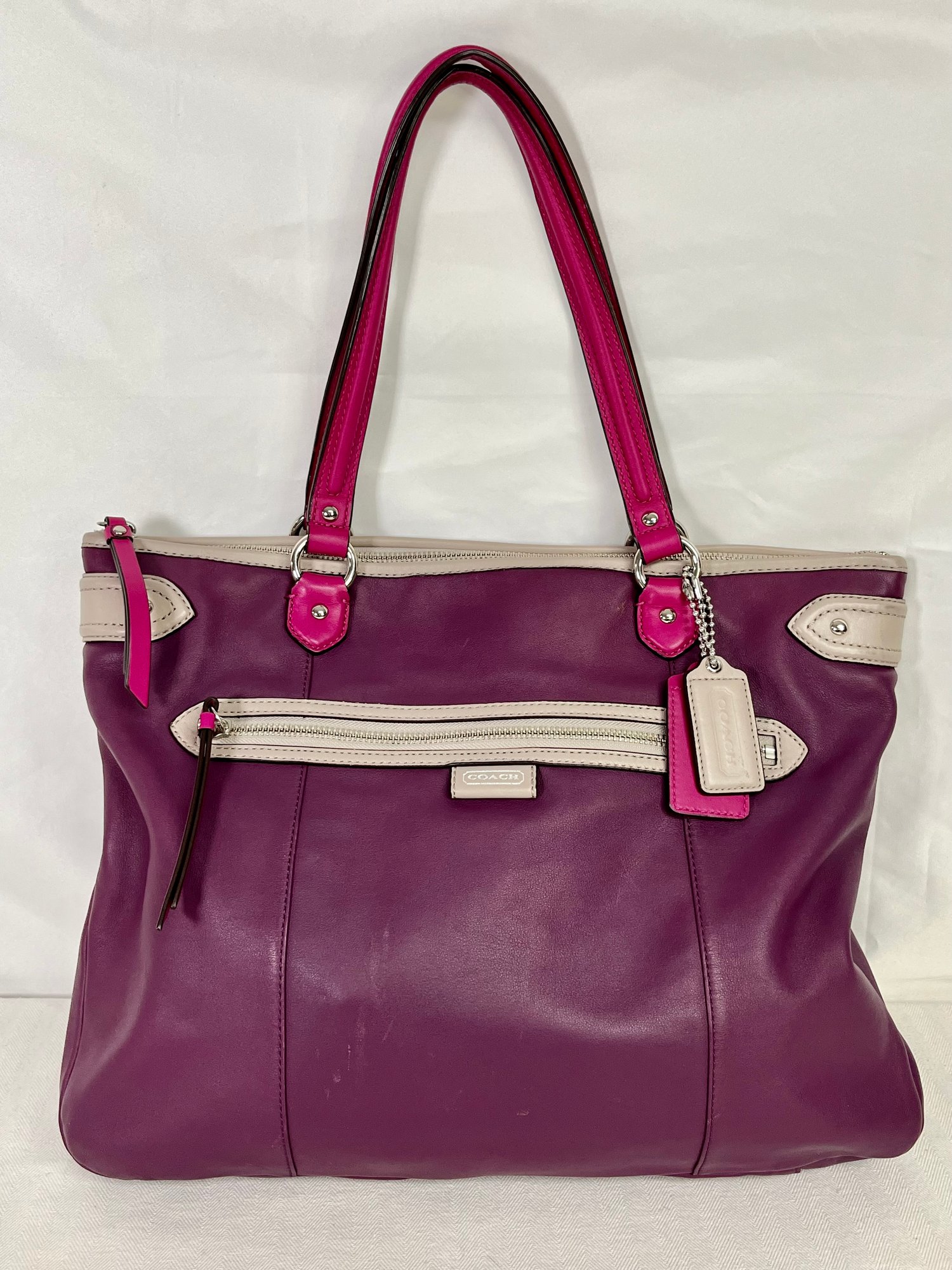 Vibrant Coach Daisy Spectator EMMA Leather Tote Handbag F1381 