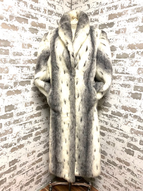 Fantastic Faux Lynx Full Length Coat By Olympia Size Small