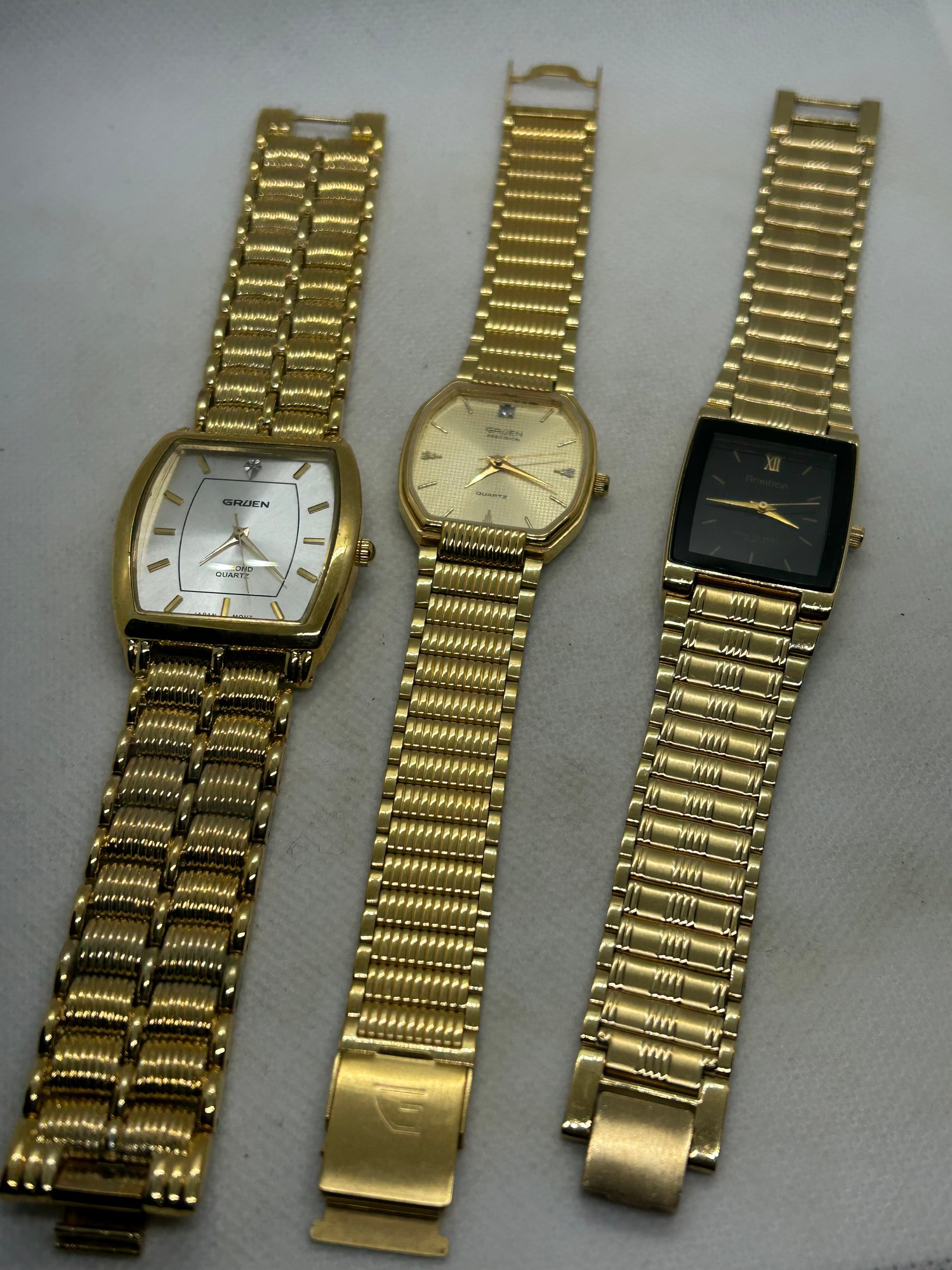 3 Vintage Dress Watches- Armitron, Gruen Precision And Gruen Diamond Quartz  #1630086 | Auctionninja.com