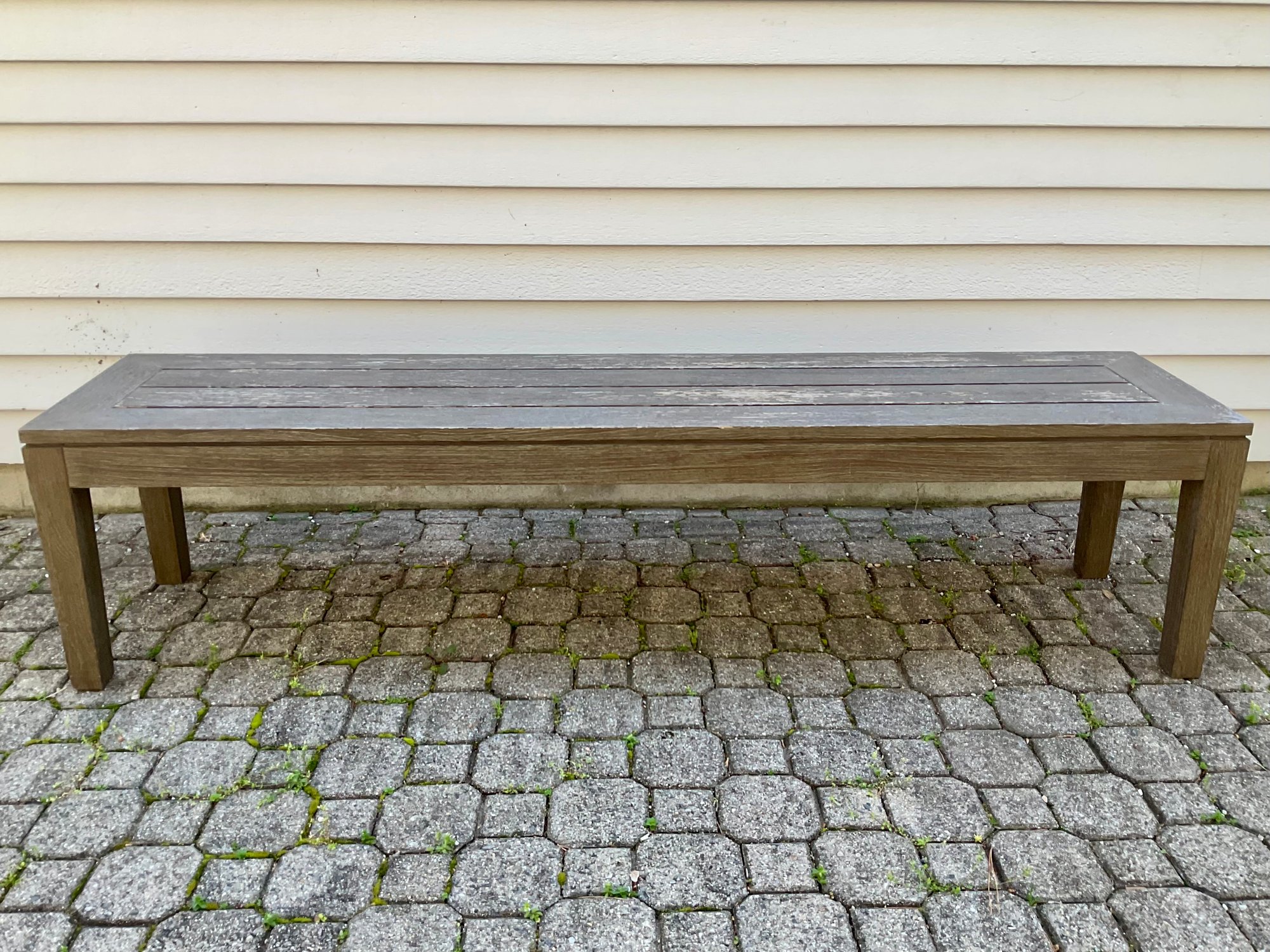 Long Crate Barrel Regatta Teak Bench Feet With Cushion