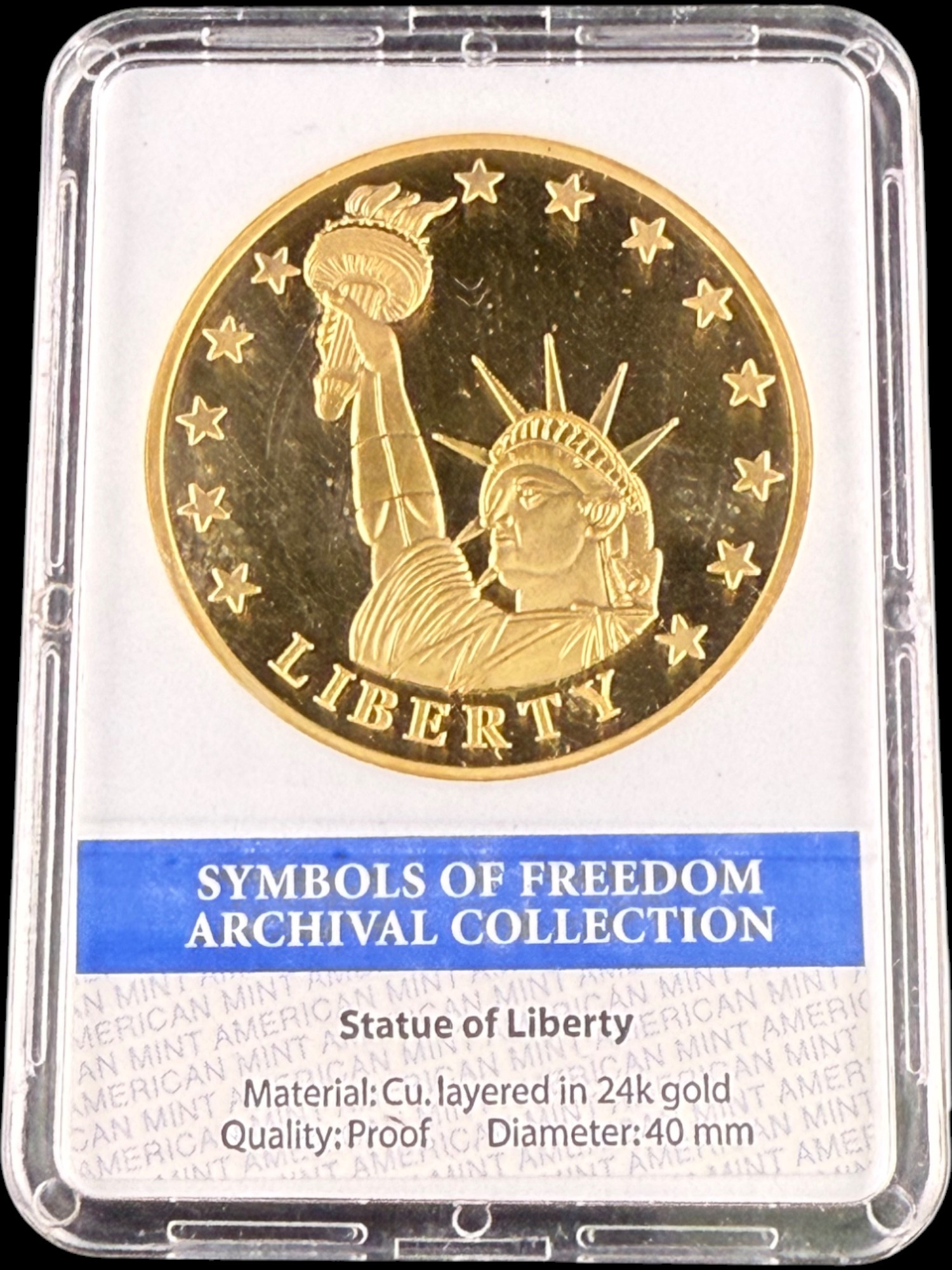 American Mint Limited Edition Statue Of Liberty Layered In 24K Gold ...