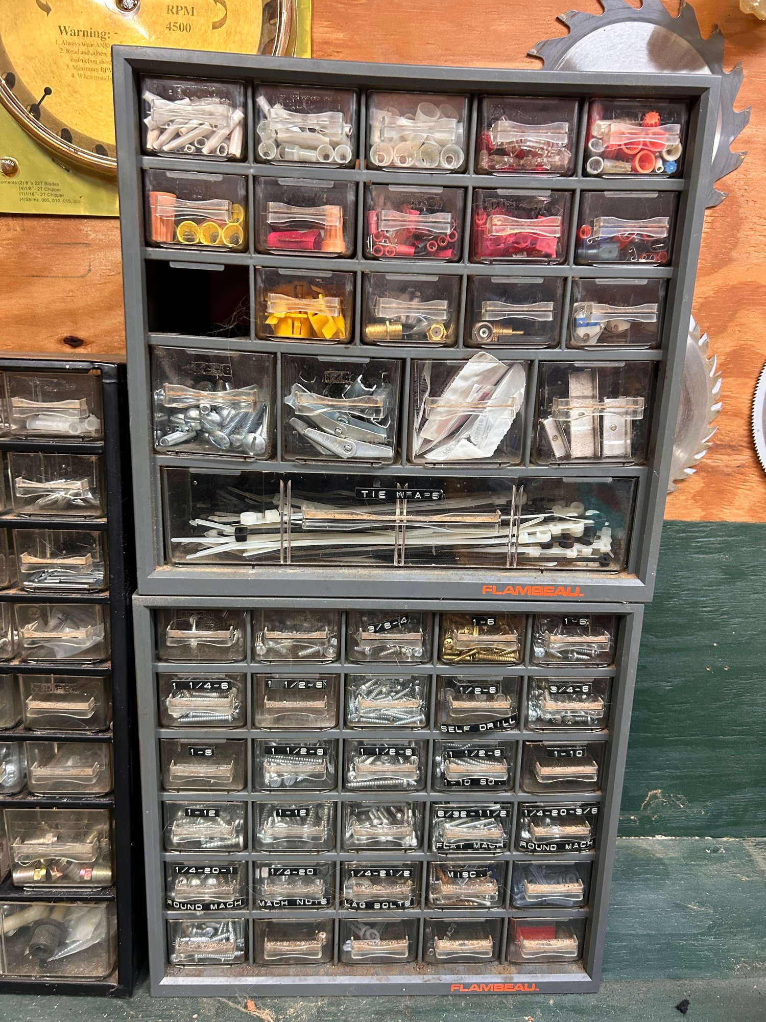Fastners Storage Racks Group Of Three Storage Organizers Loaded With Hardware - Screws, Bolts ...